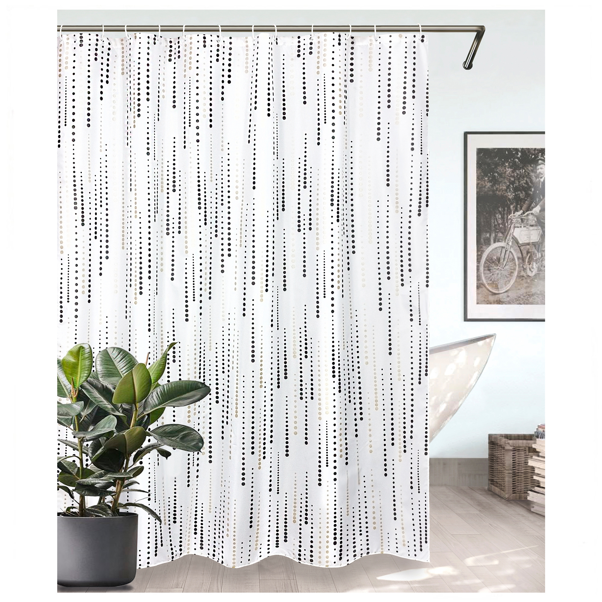 Изображение товара Штора для ванной Bath Plus Charme Red Mizzle II 180x200 см белый черный золотой