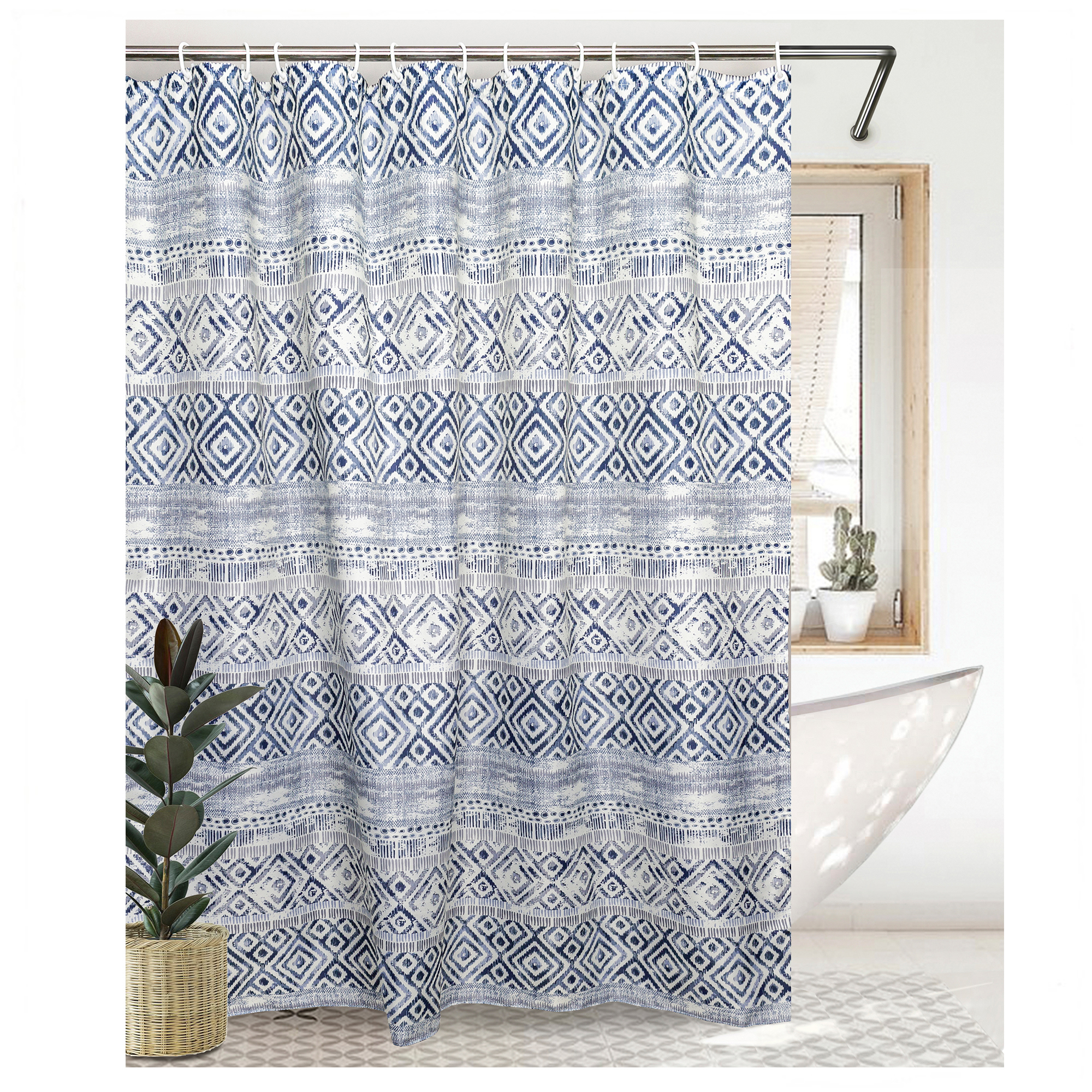 Изображение товара Штора для ванной Bath Plus Charme Red Etno2 полиэстер 180x200 см серо-синий