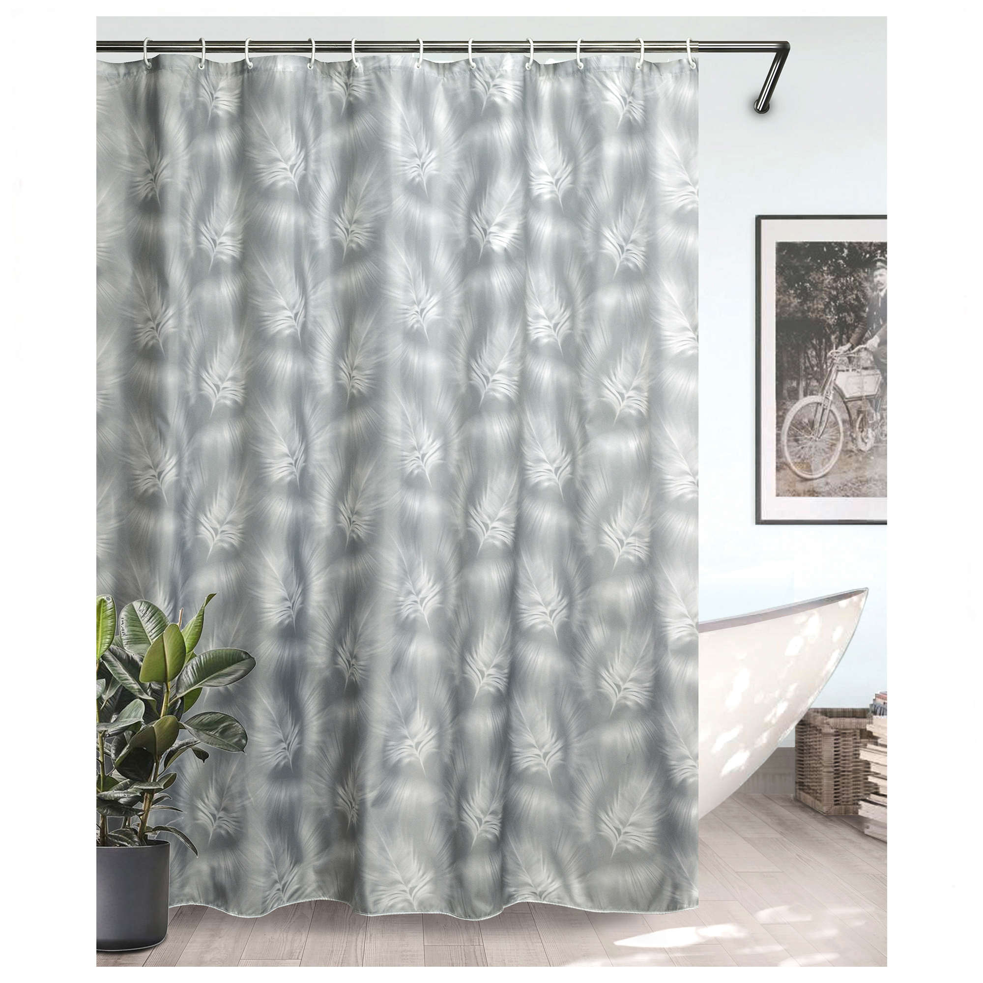 Изображение товара Штора для ванной Bath Plus Charme Red Floating Feather 180x180 см полиэстер цвет серый