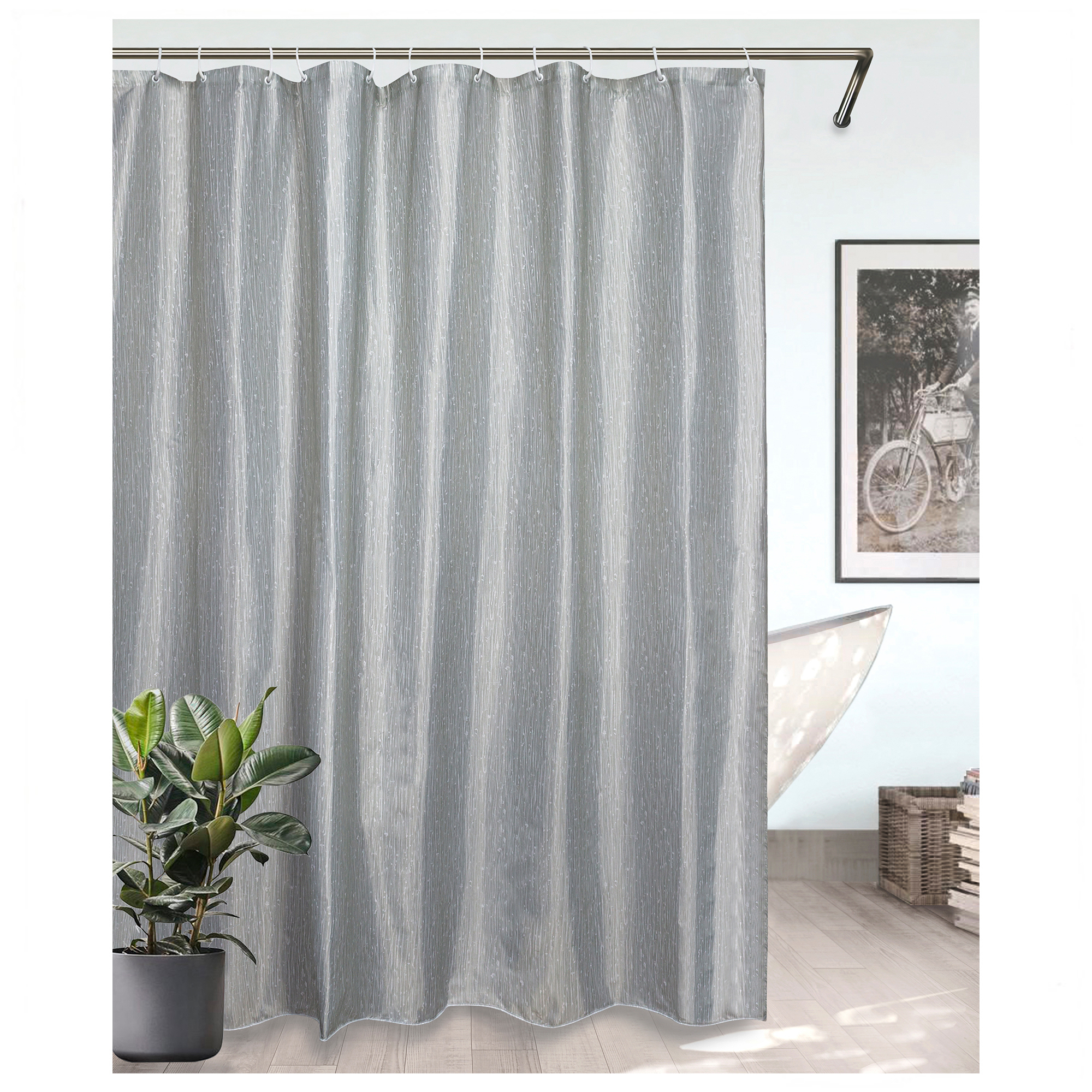 Изображение товара Штора для ванной Bath Plus Charme Red Drizzle 180x180 см серый