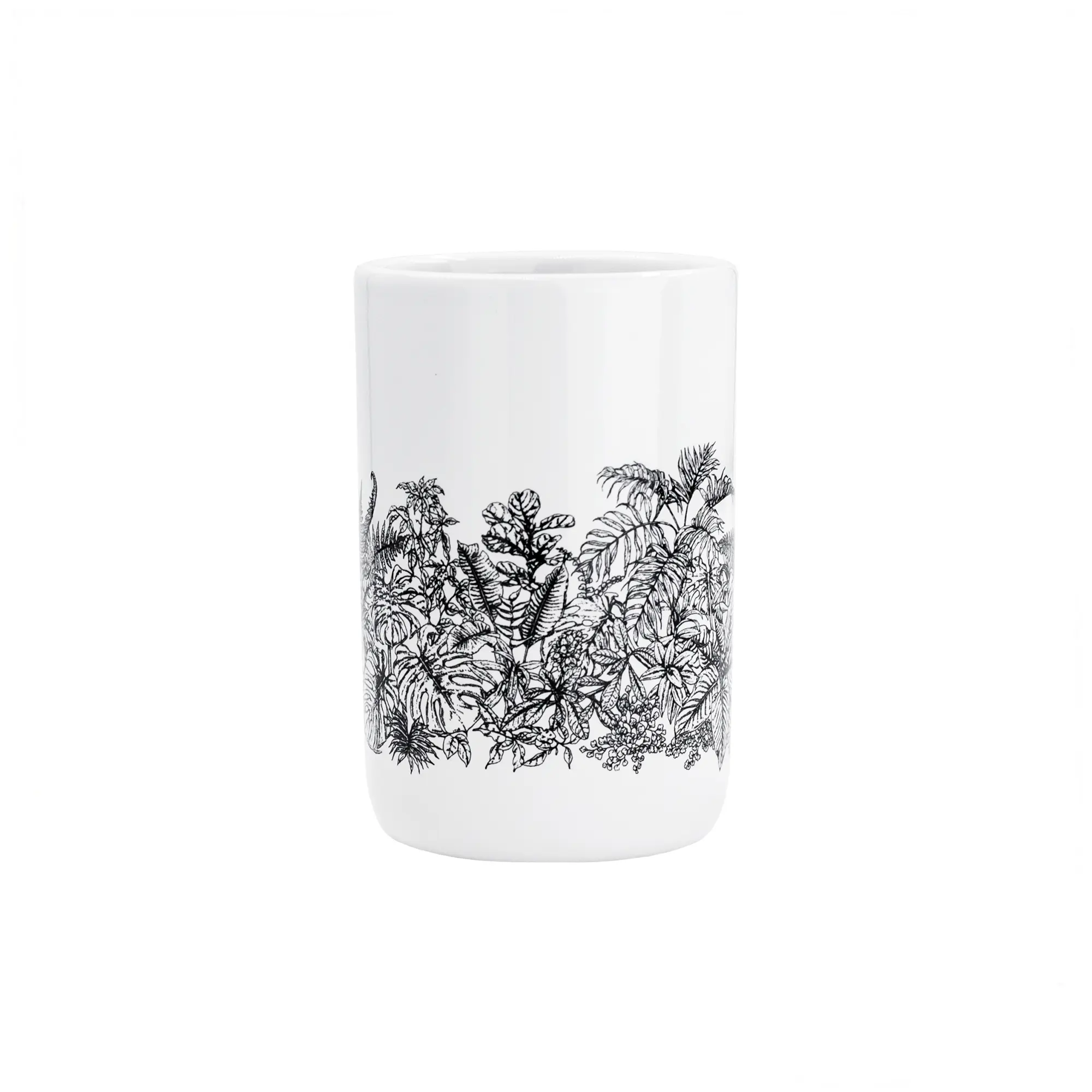 Стакан для зубных щёток Bath Plus Tropico W-CE2627AA-TB керамика цвет белый с черным рисунком