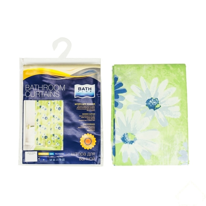 Изображение товара Штора для ванны Bath Plus Autumn, 180x180 см, полиэстер, цвет зелёный