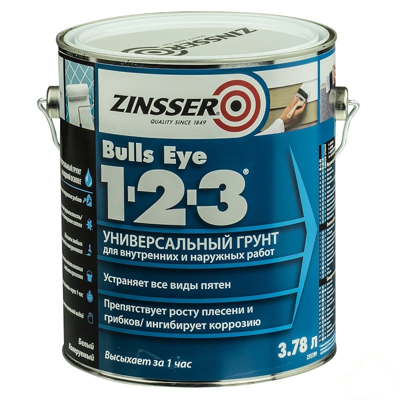 Изображение товара Грунтовка универсальная Zinsser Bulls Eye белая 3.78 л для всех поверхностей