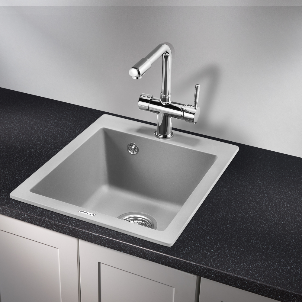 Изображение товара Кухонная мойка Granula GR-4201 из кварцевого композита 49x41.5 см серого цвета