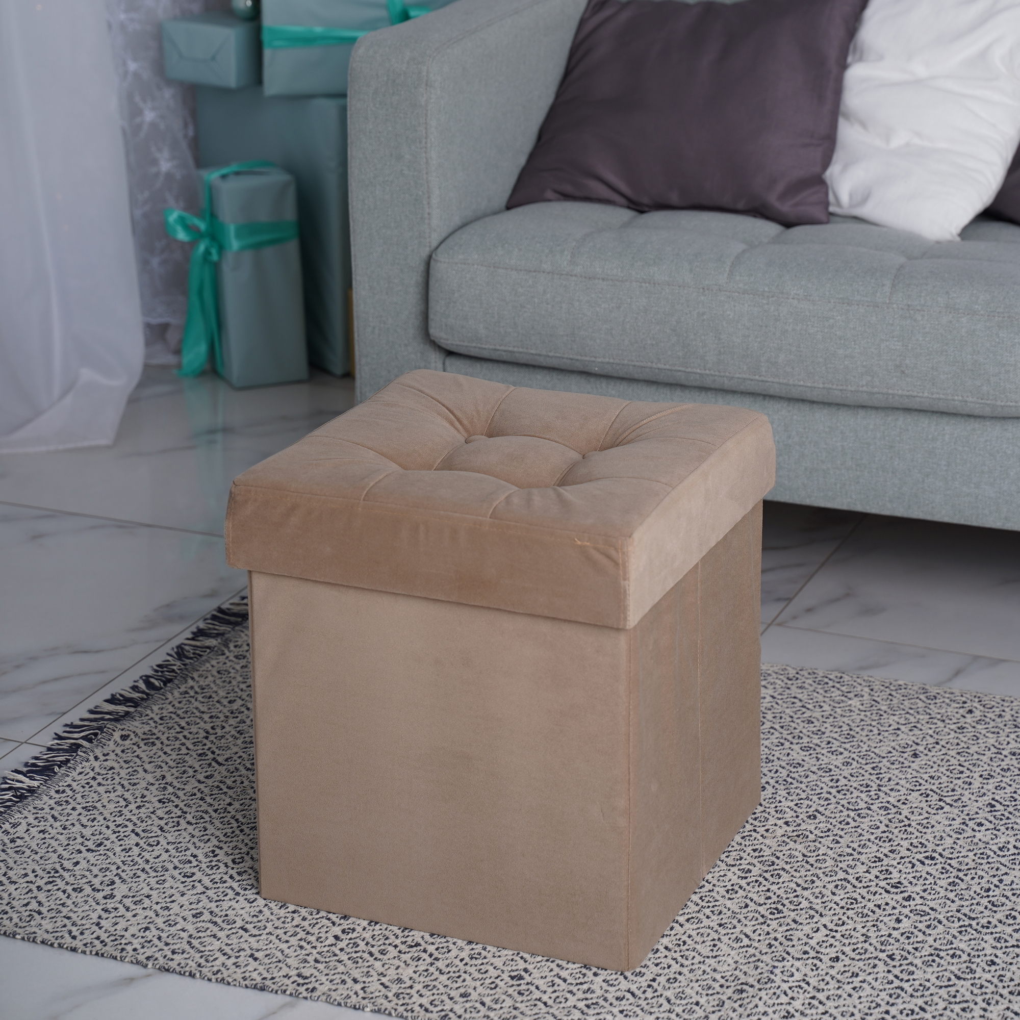 Изображение товара Пуф Frenesie Passion Mini бежевый складной с ящиком 37х37х40см