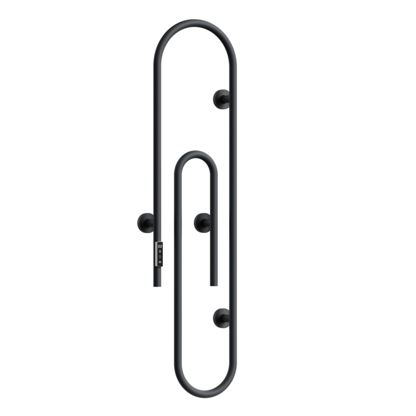 Изображение товара Полотенцесушитель электрический Bauedge Wall Clip Gun Grey AF0014 300x1200 мм 80 Вт S-образный цвет серый металлик