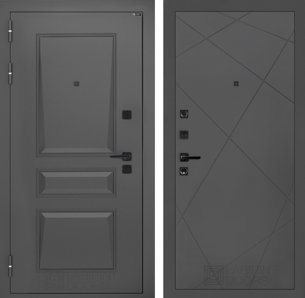 Изображение товара Входная дверь Лабиринт Орлеан П24 левый 205x88см цвет муар серый 7024 матовый/графит софт