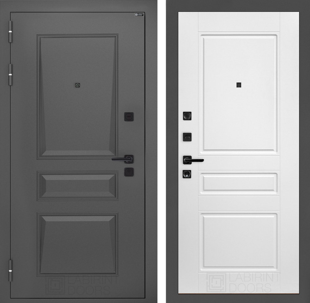 Изображение товара Входная дверь Лабиринт Орлеан П03 левый 205x88см цвет муар серый 7024 матовый/белый софт
