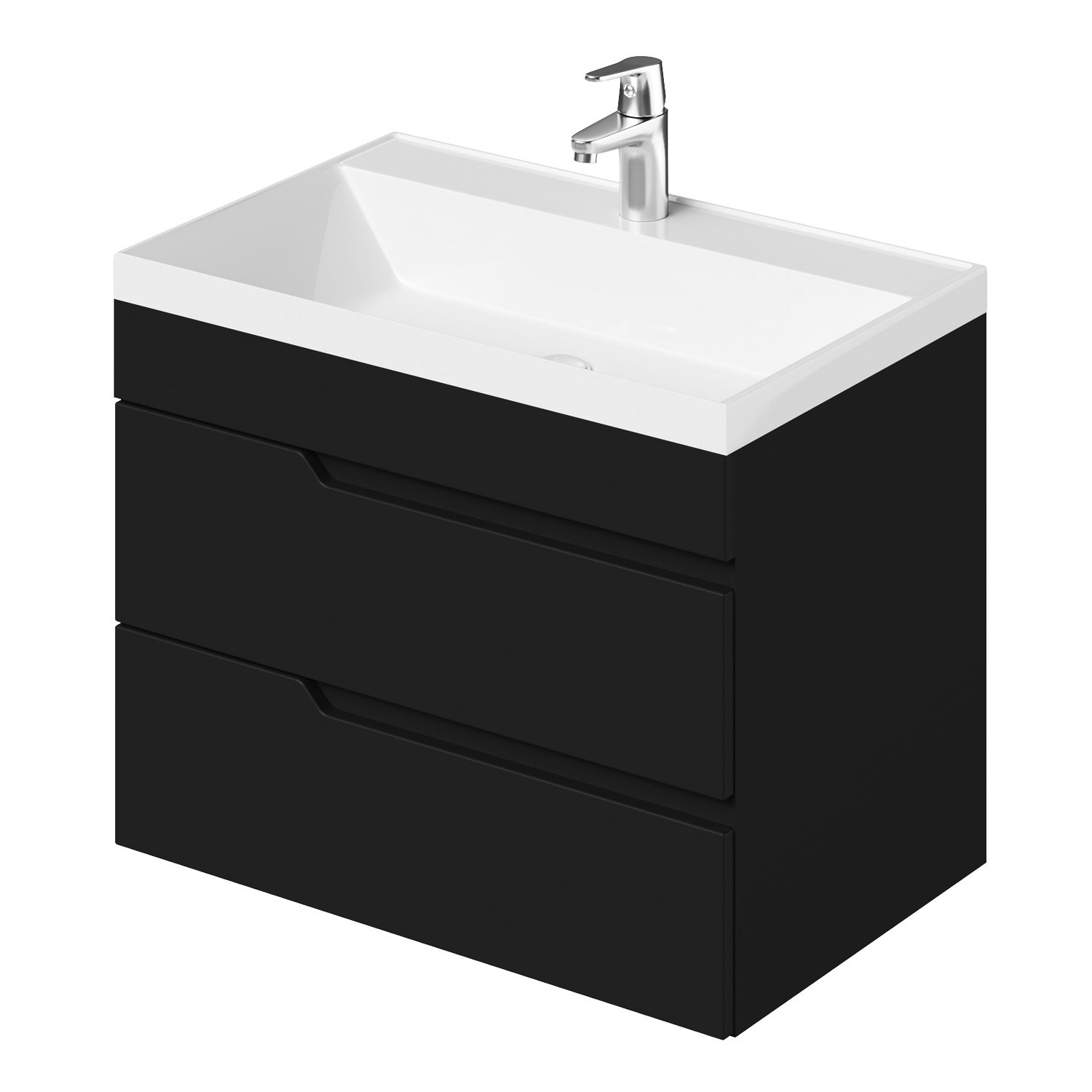 Изображение товара Тумба под раковину Итана Alexa 70 подвесная черная с раковиной