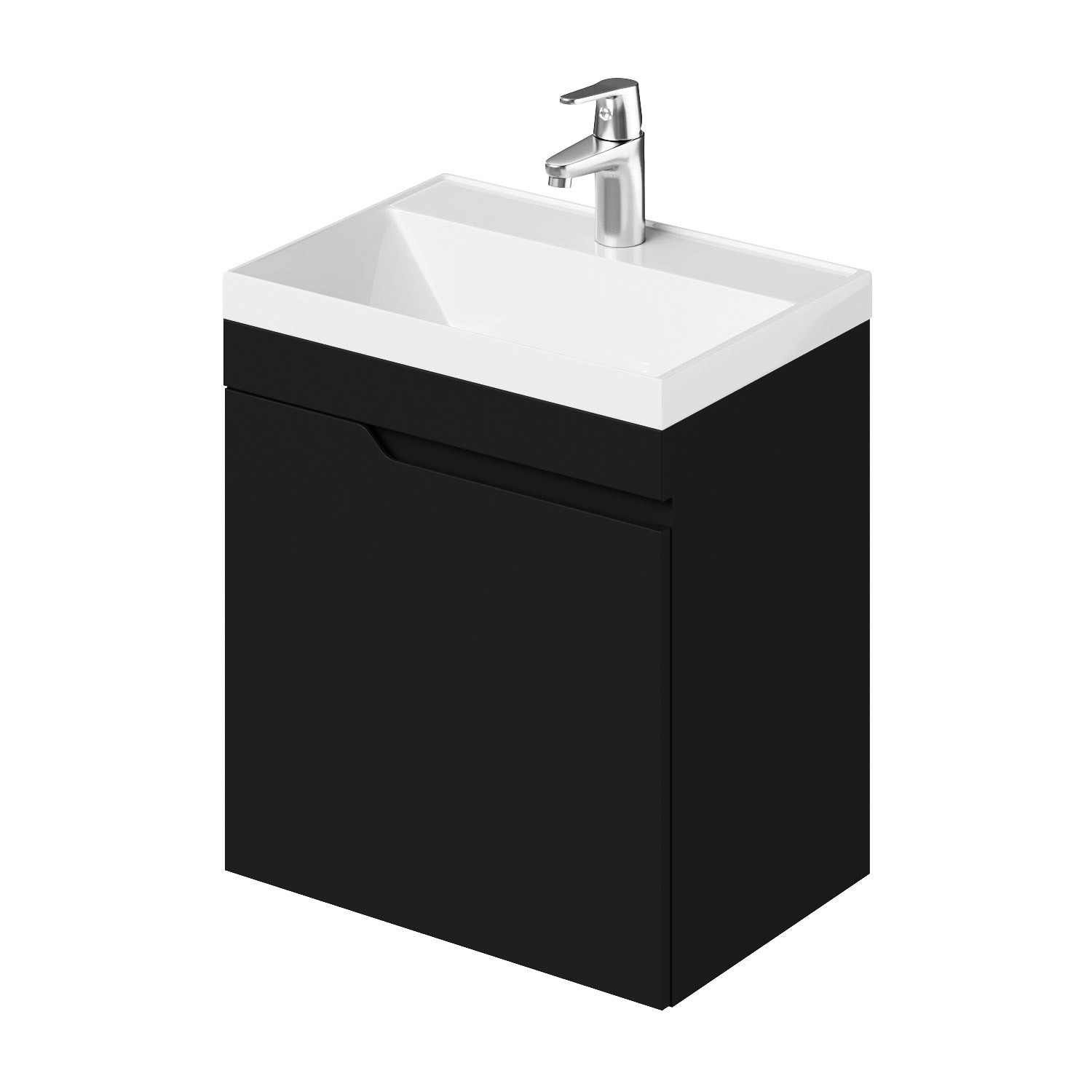 Изображение товара Тумба под раковину Итана Alexa 50 черная подвесная с раковиной