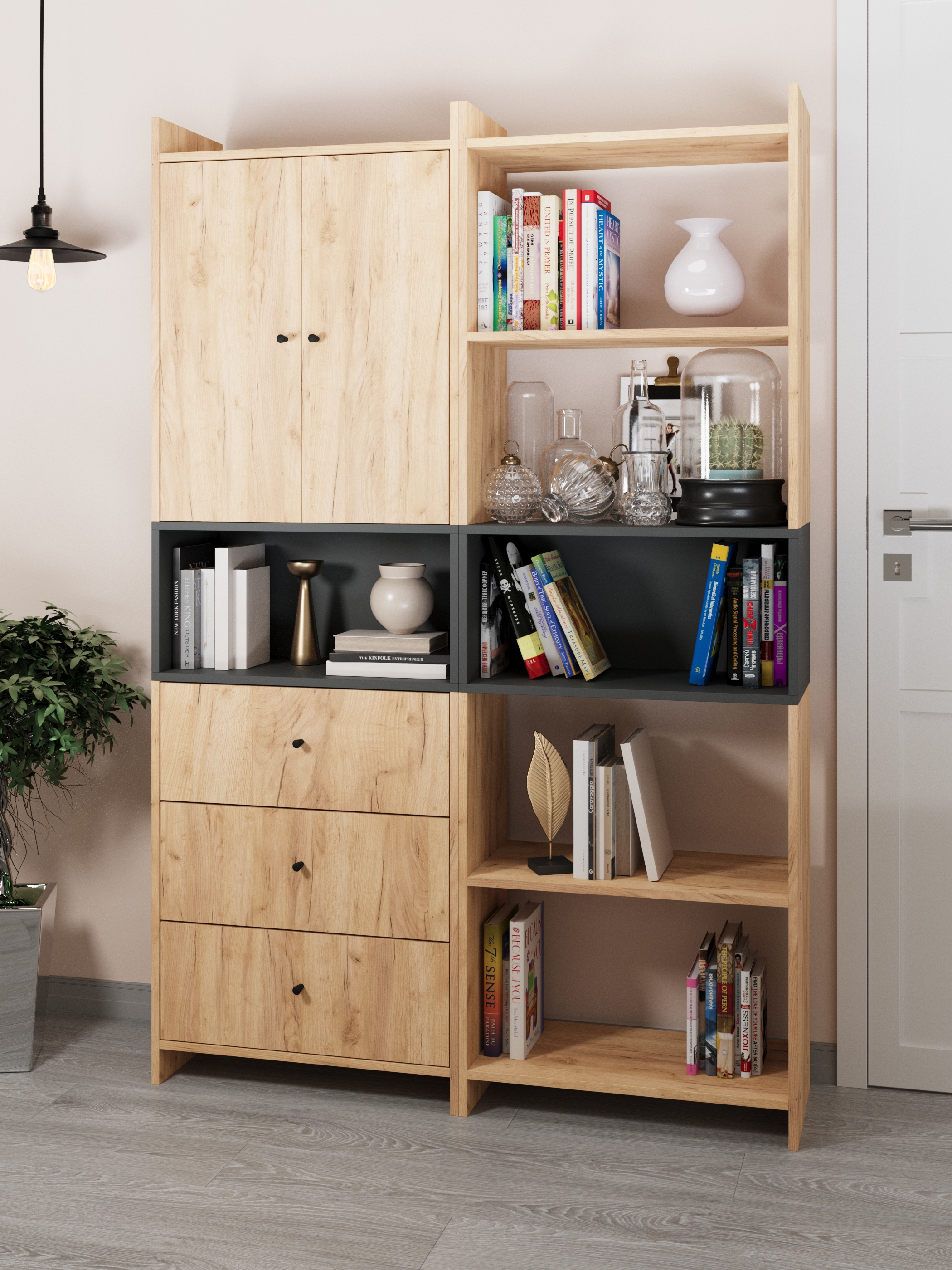 Изображение товара Стеллаж с полками Атмосфера 30x30x30 см антрацит ЛДСП управляемая нагрузка