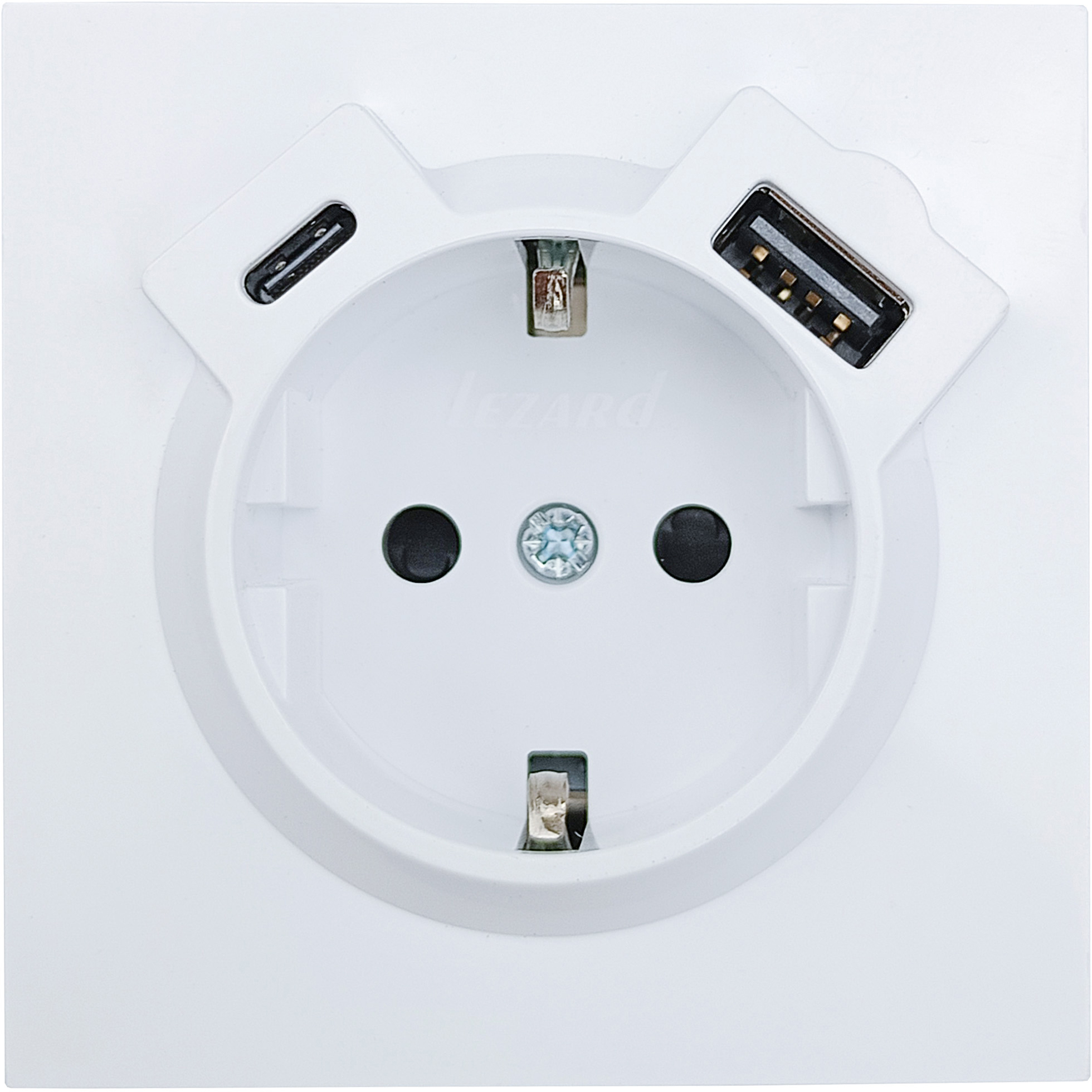Изображение товара Розетка TC и USB встраиваемая Lezard Zima белая с заземлением