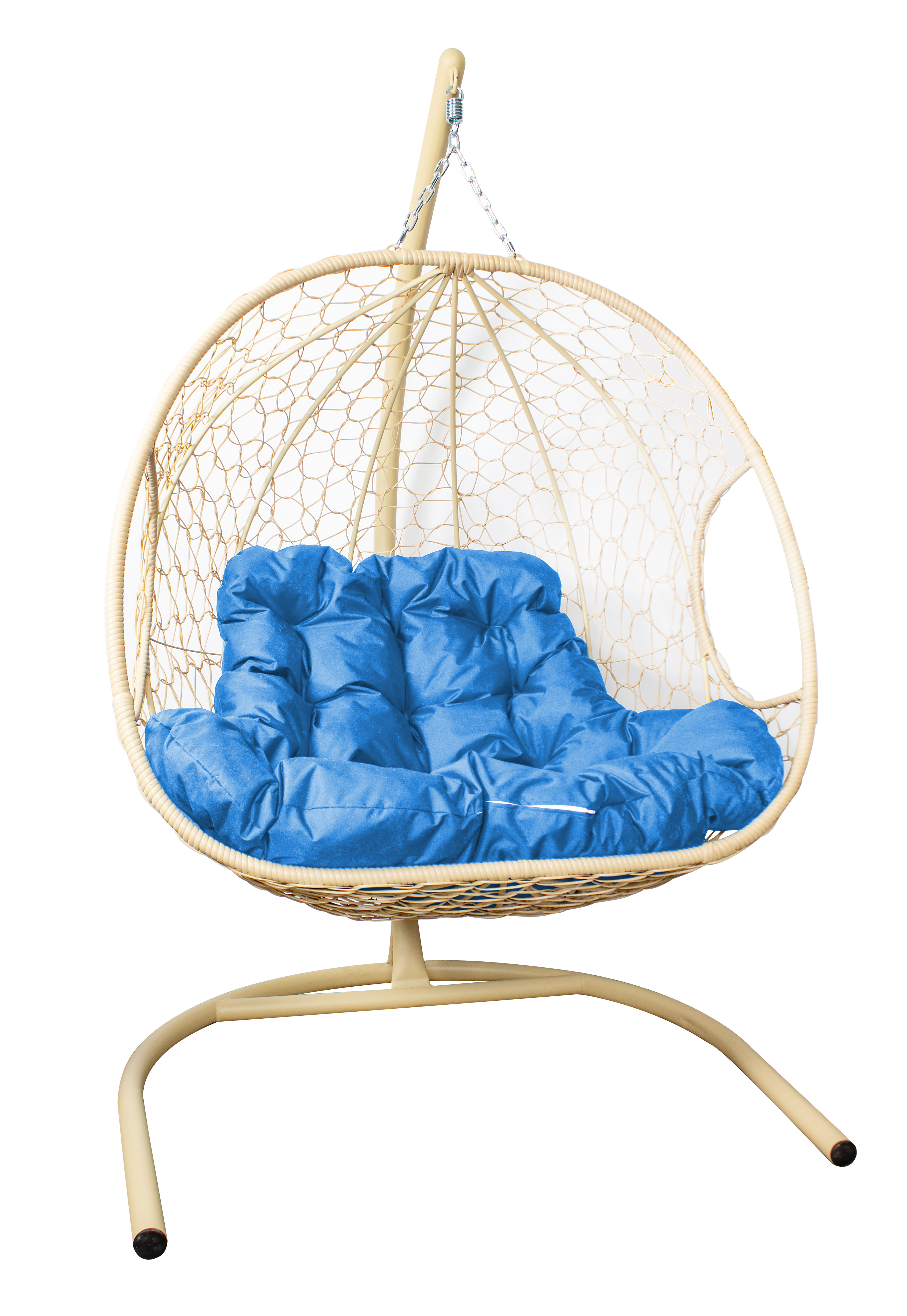 Изображение товара Кресло подвесное для двоих из искусственного ротанта 130х124см бежевое