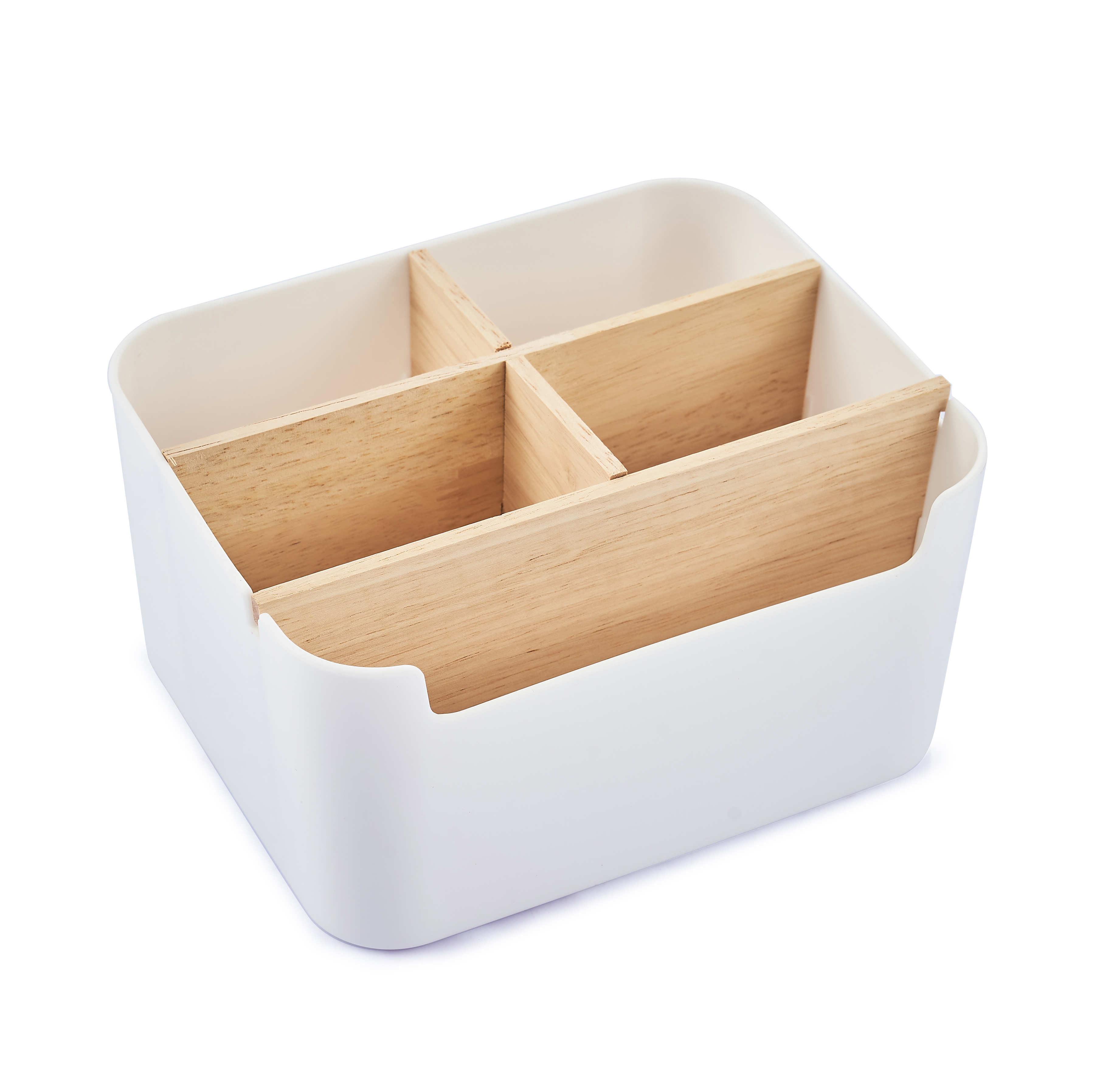 Изображение товара Органайзер квадратный лайт пластик/бамбук белый