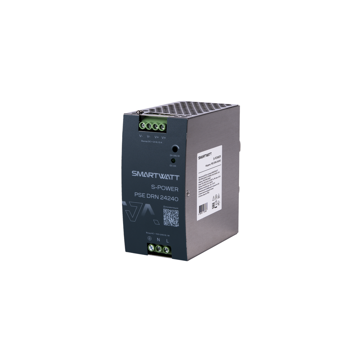 Изображение товара Импульсный блок питания Smartwatt PSE DRN 24240 S-Power 24 В 240 Вт 10 А