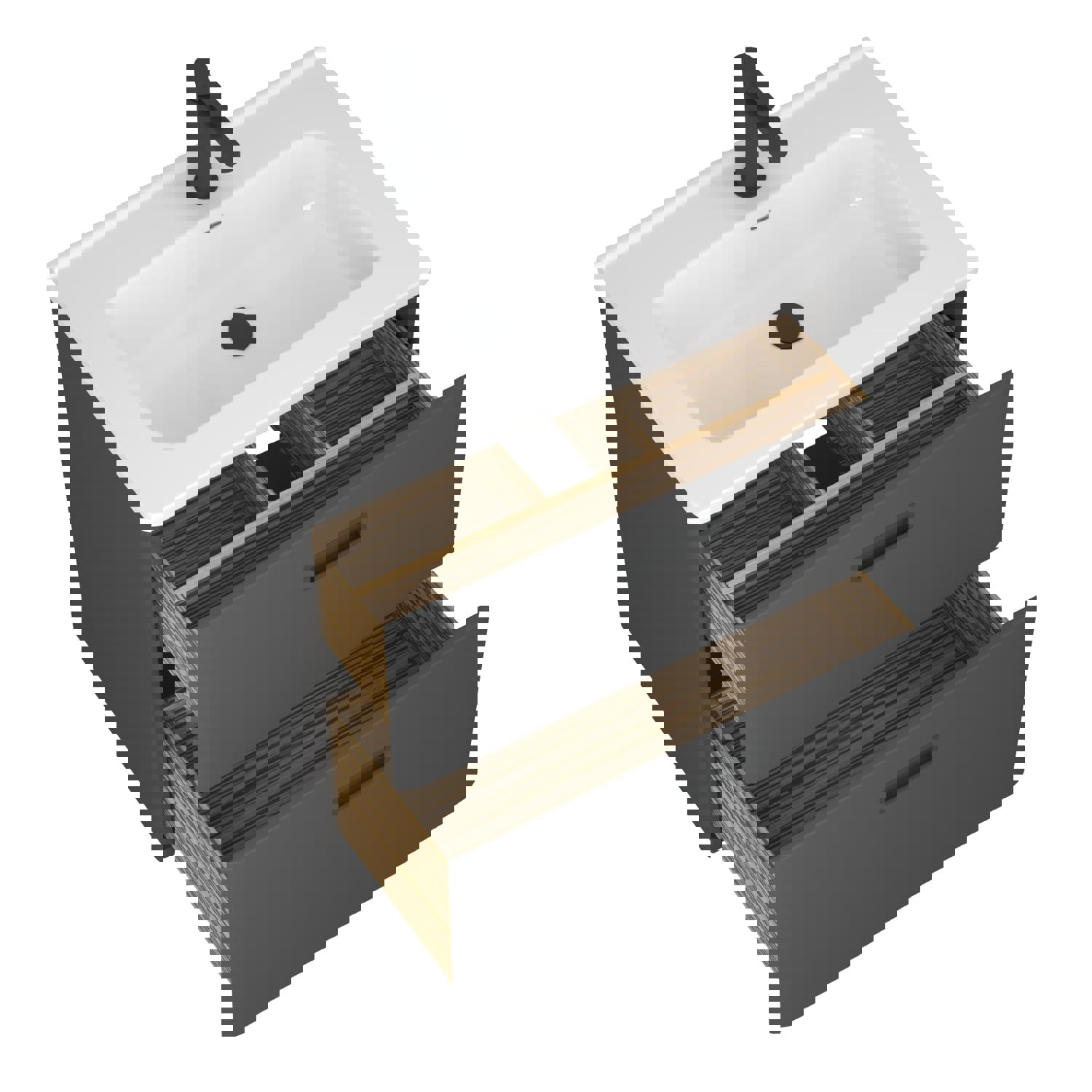 Изображение товара Тумба под раковину подвесная Veneciana Таскани 57046/7010 70.2см цвет графит матовый, с раковиной