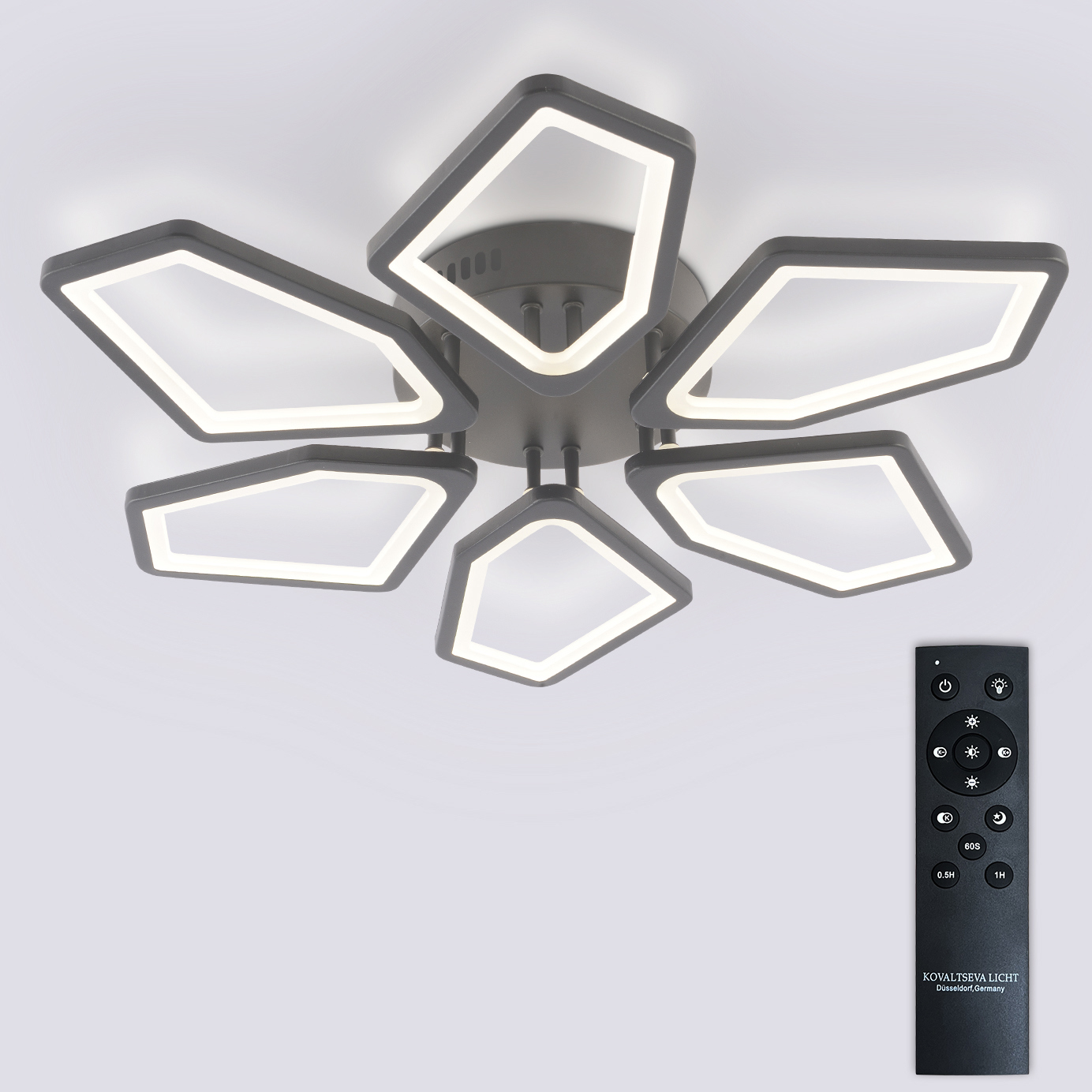 Изображение товара Люстра потолочная светодиодная Natali Kovaltseva 8144 с пультом управление 25 м² черный стиль хай-т