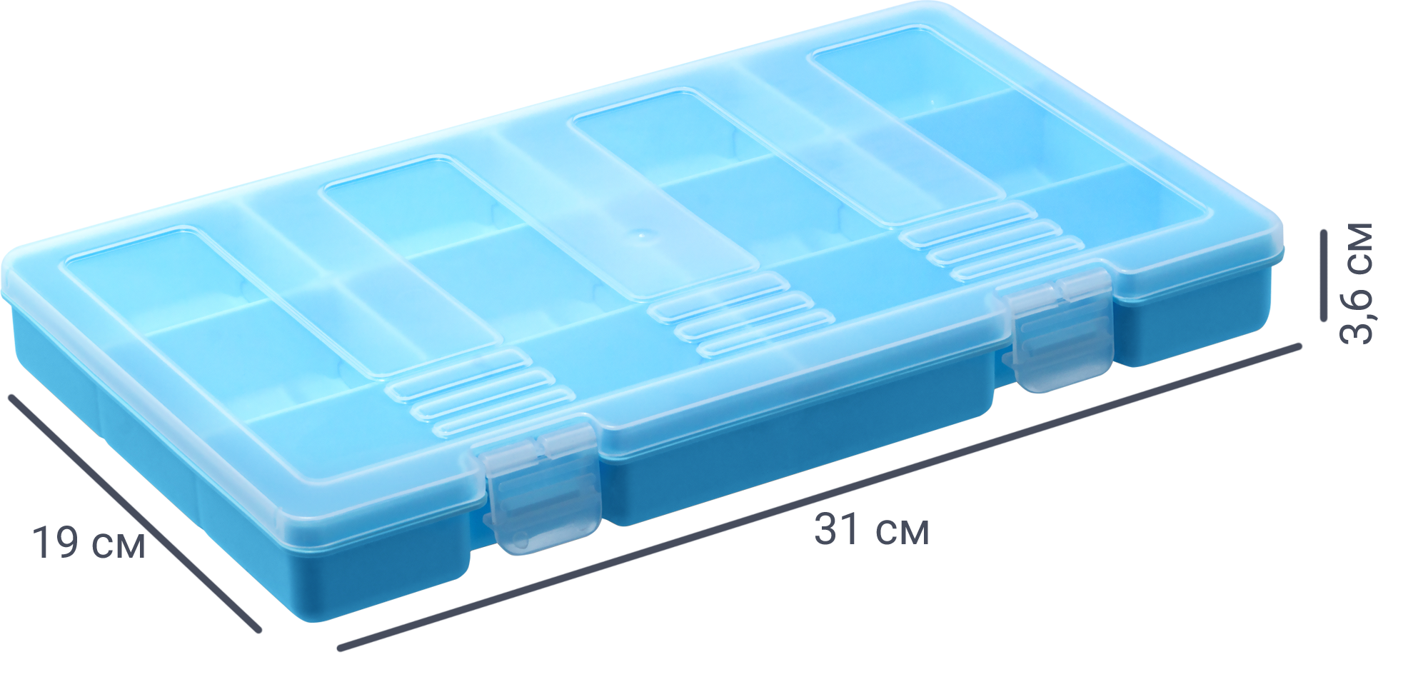 Изображение товара Органайзер для хранения Фолди пластик голубой 31x3.6x19 см