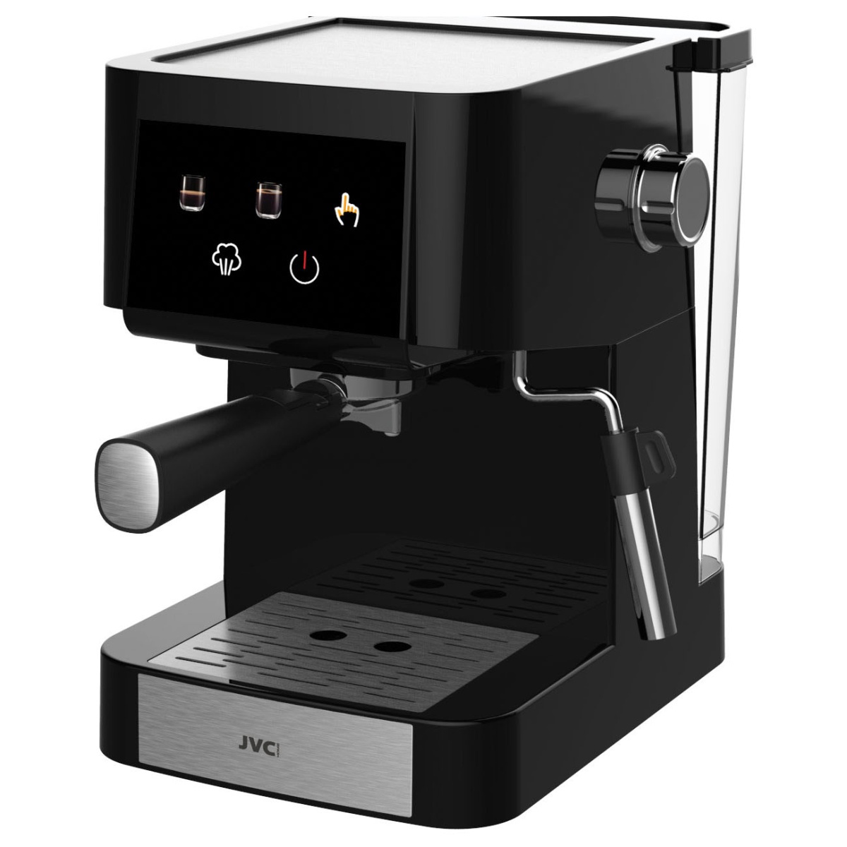 Изображение товара Кофеварка рожковая JVC JK-CF40 черная с сенсорным управлением и капучинатором