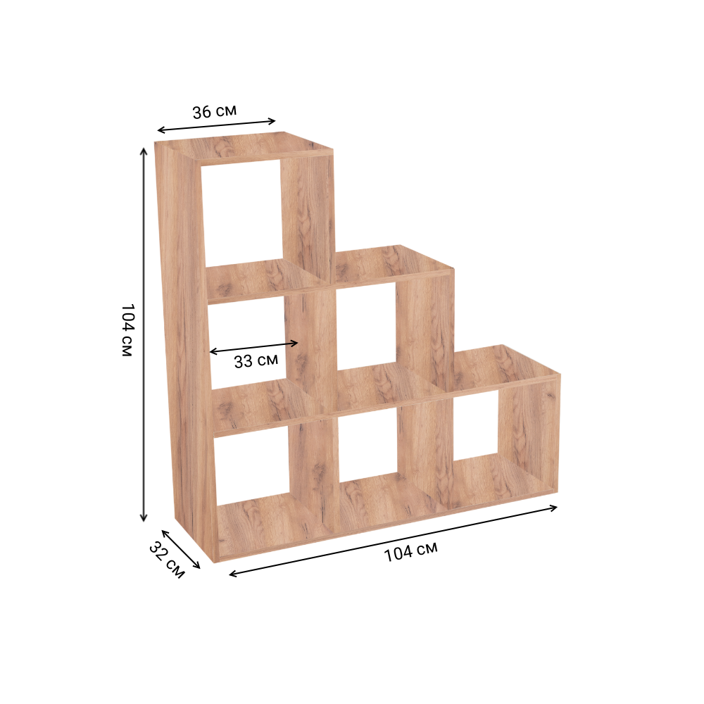 Изображение товара Стеллаж с секциями EASY KITCHEN СТ3.2.1(Д) 105x105x32 см дуб крафт стильный и многофункциональный