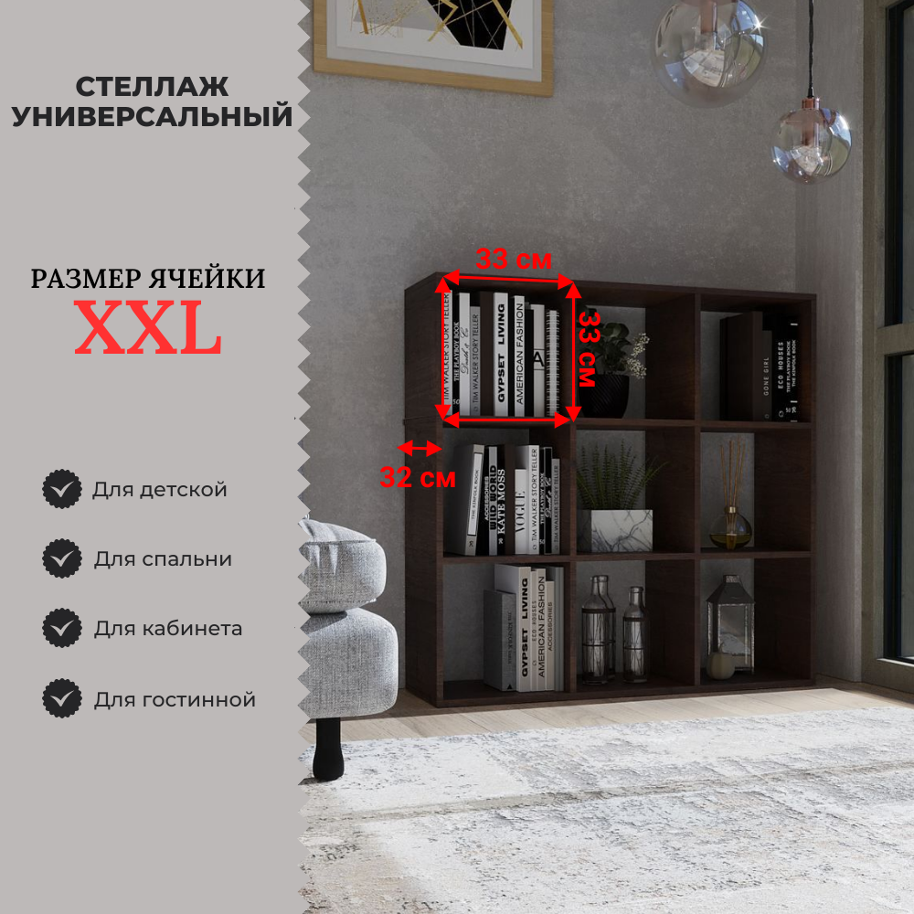 Изображение товара Стеллаж с секциями Easy kitchen СТ3.3(В) венге 105x105x32 см