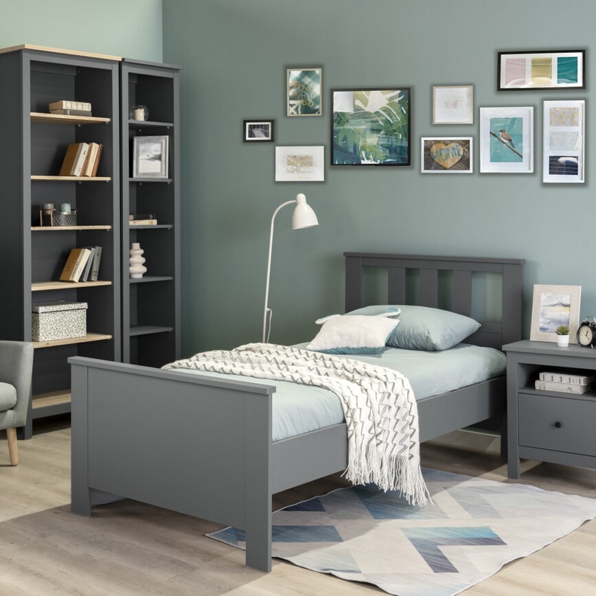 Изображение товара Кровать односпальная Гуд Лакк Сага 90x200 см из ДСП цвет серый для спальни