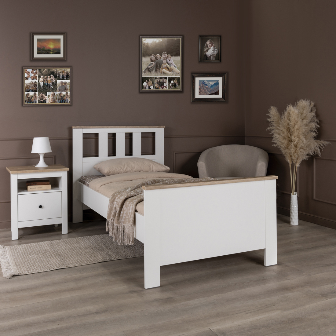 Изображение товара Кровать Гуд Лакк Сага 90x200 см из ДСП белая односпальная стиль прованс