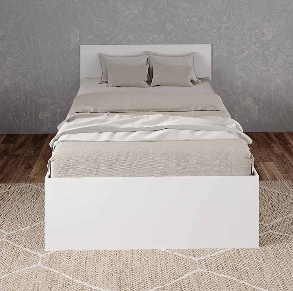 Изображение товара Двуспальная кровать из ЛДСП 140x200 см с ящиком серия Мори белая