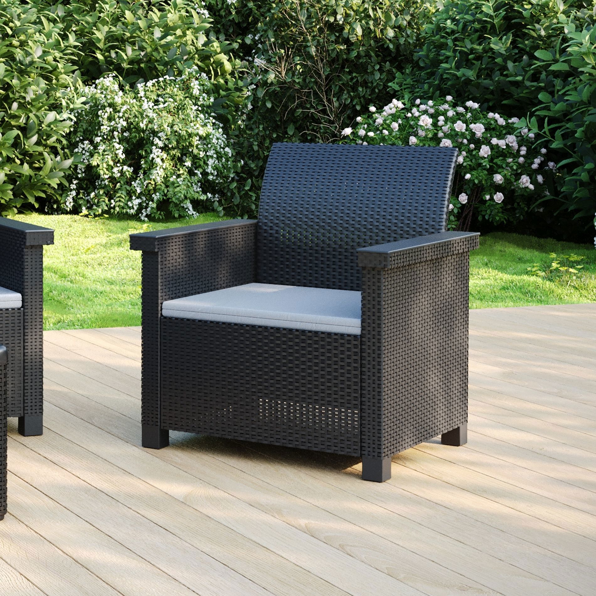 Изображение товара Кресло садовое Beginia Basegi 73.5x69.5x79 см полипропилен темно-серый