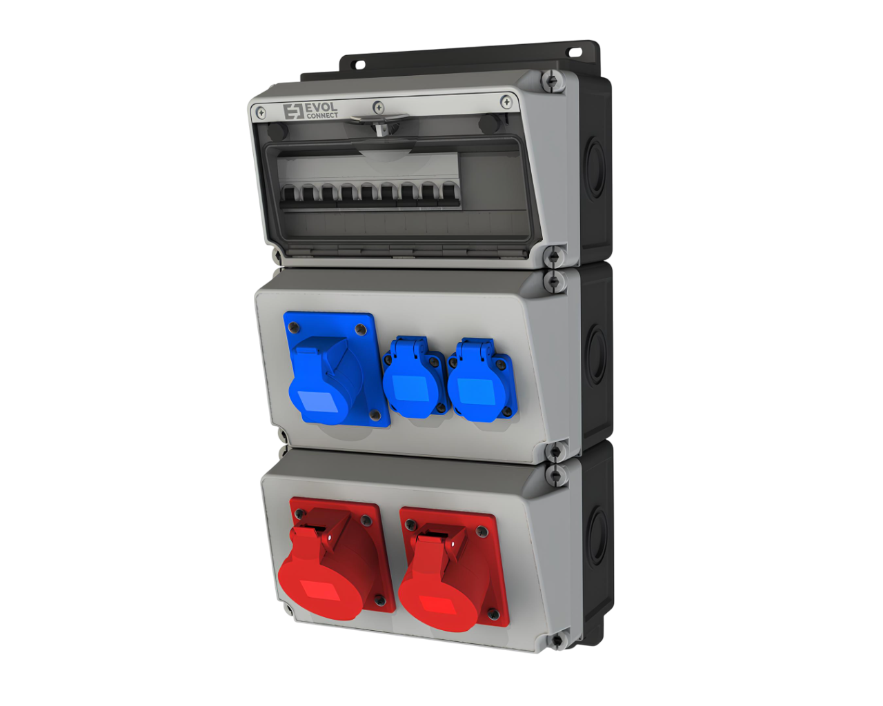Изображение товара Навесной электрощит EVOL Group Blockbox с автоматами и розетками 12 модулей Изображение товара Навесной электрощит EVOL Group Blockbox с автоматами и розетками 12 модулей