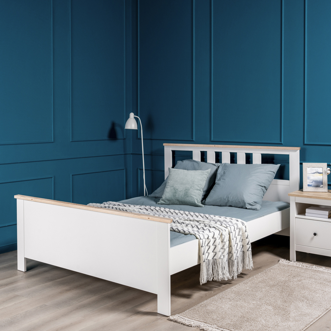 Изображение товара Кровать Гуд Лакк Сага 140х200 см двуспальная стиль прованс экологичная белая