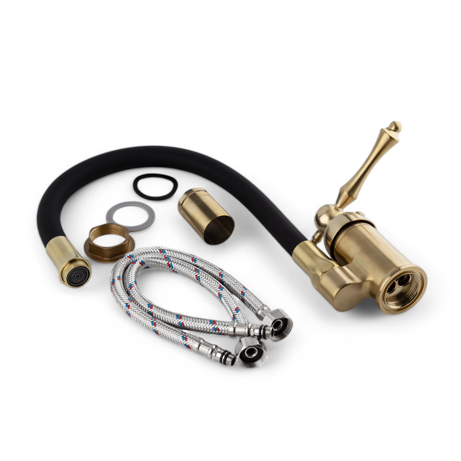 Изображение товара Смеситель кухонный Potato с гибким изливом и золотым покрытием