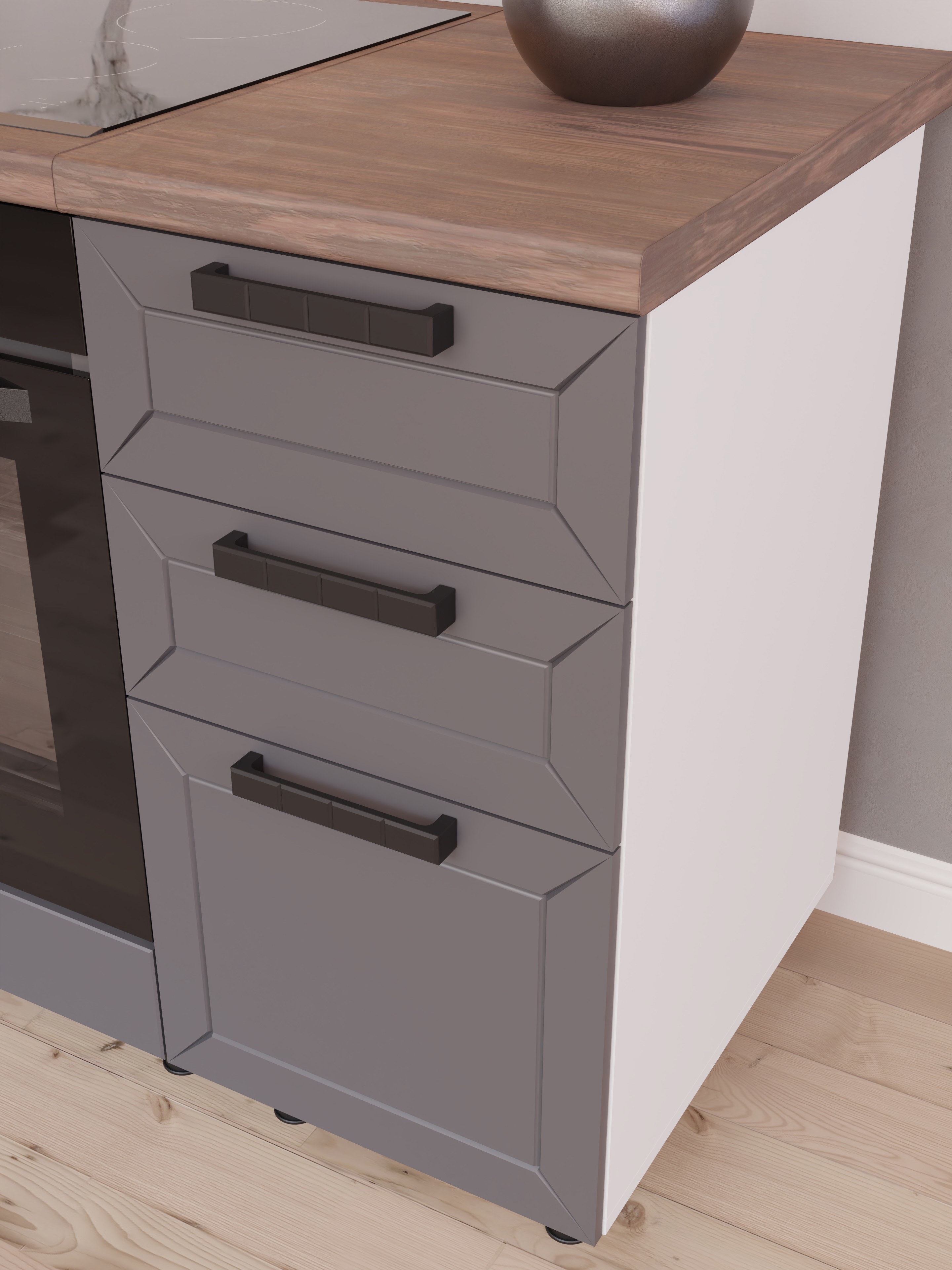 Изображение товара Кухонный гарнитур Орбита 160x153.6x47.8 см в цвете графит из ЛДСП и МДФ