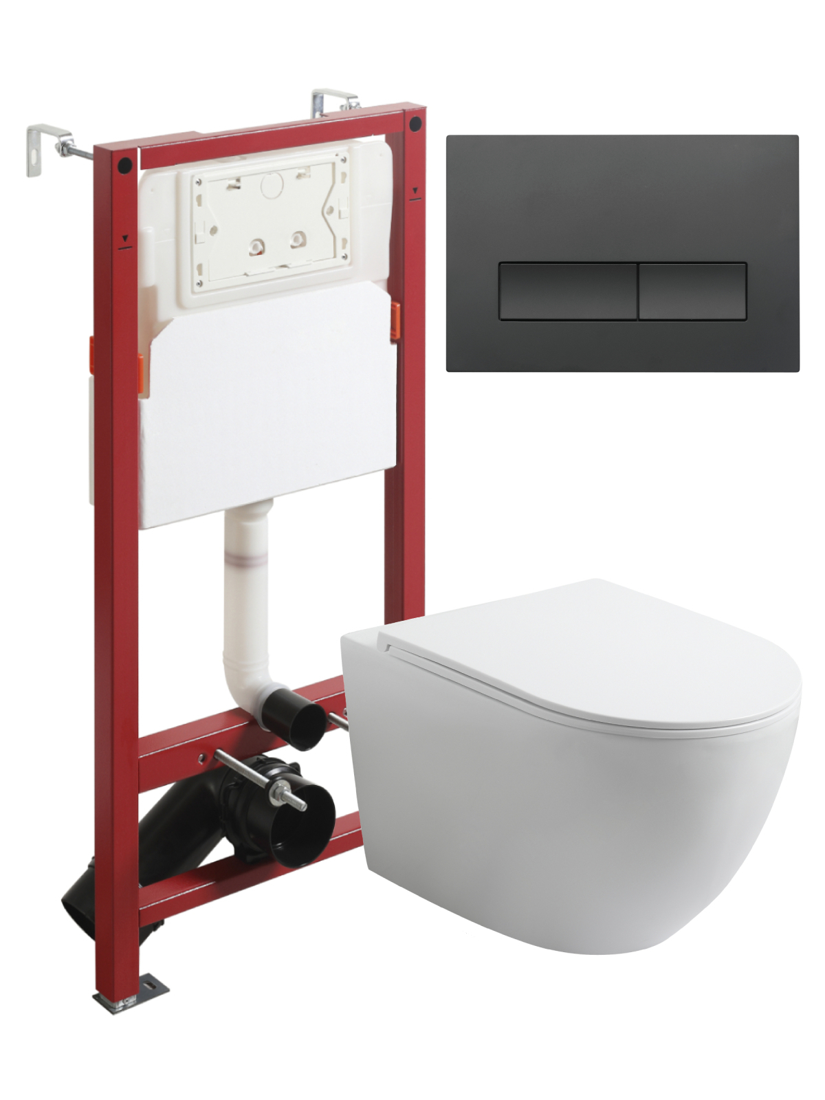 Изображение товара Комплект инсталляция с унитазом Topline TLTI07150+TLPB244 цвет белый, кнопка черная