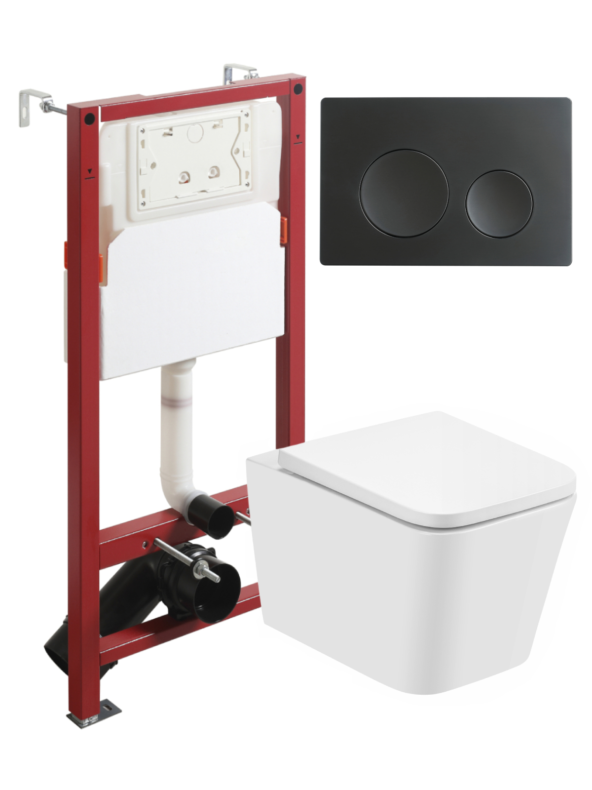 Изображение товара Комплект инсталляция с унитазом TOPLINE TLTI08100+TLPB144 белый + черная кнопка