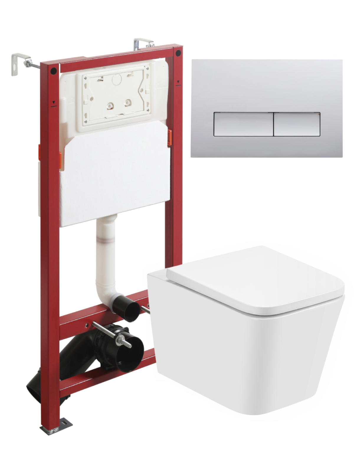 Изображение товара Комплект инсталляция и унитаз Topline TLTI08100+TLPB200 белый безободковый стильный с эмблемой