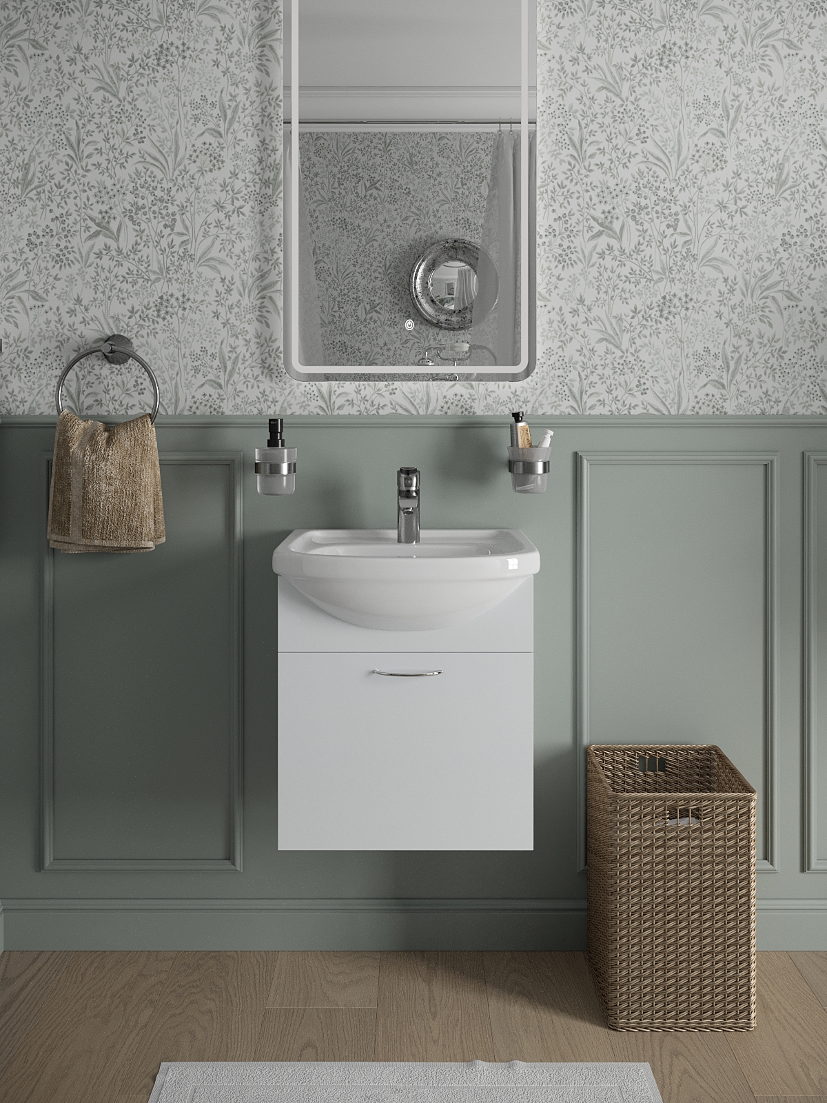 Изображение товара Подвесная тумба с раковиной Topline FROTUP0450W-U белый глянец 47 см