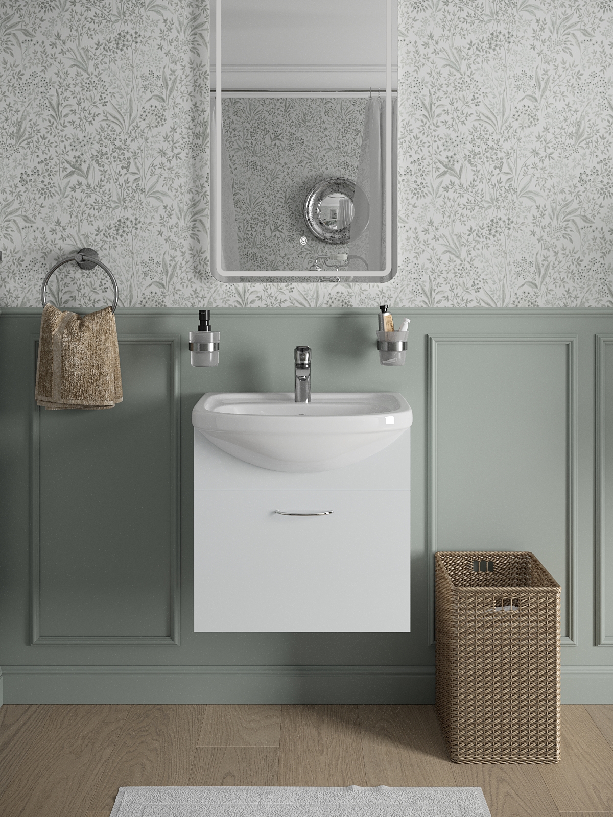 Изображение товара Подвесная тумба с раковиной TOPLINE FROTUP0500W-U 52 см белый глянец Россия