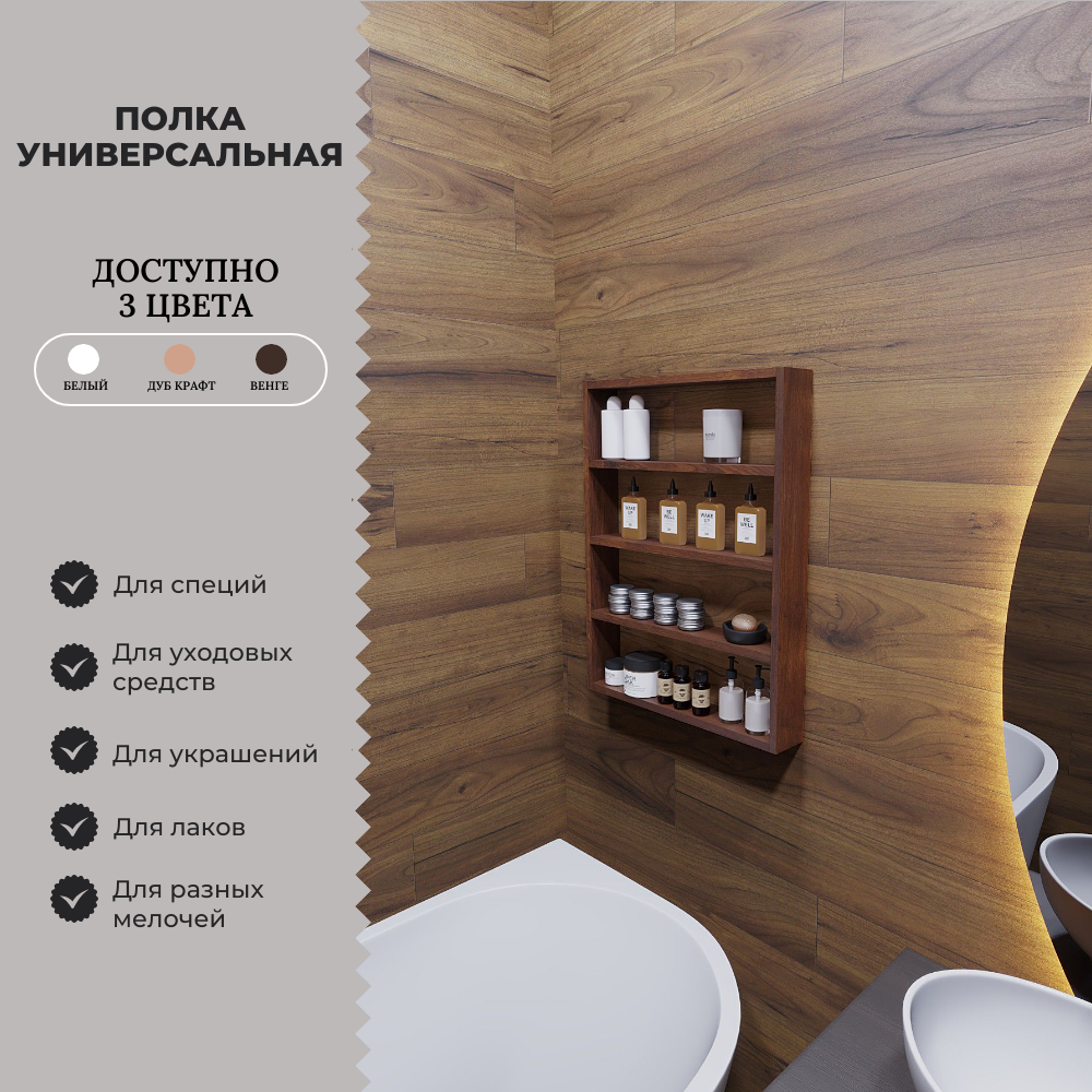 Изображение товара Полка Easy kitchen 55x10 см ЛДСП цвет венге