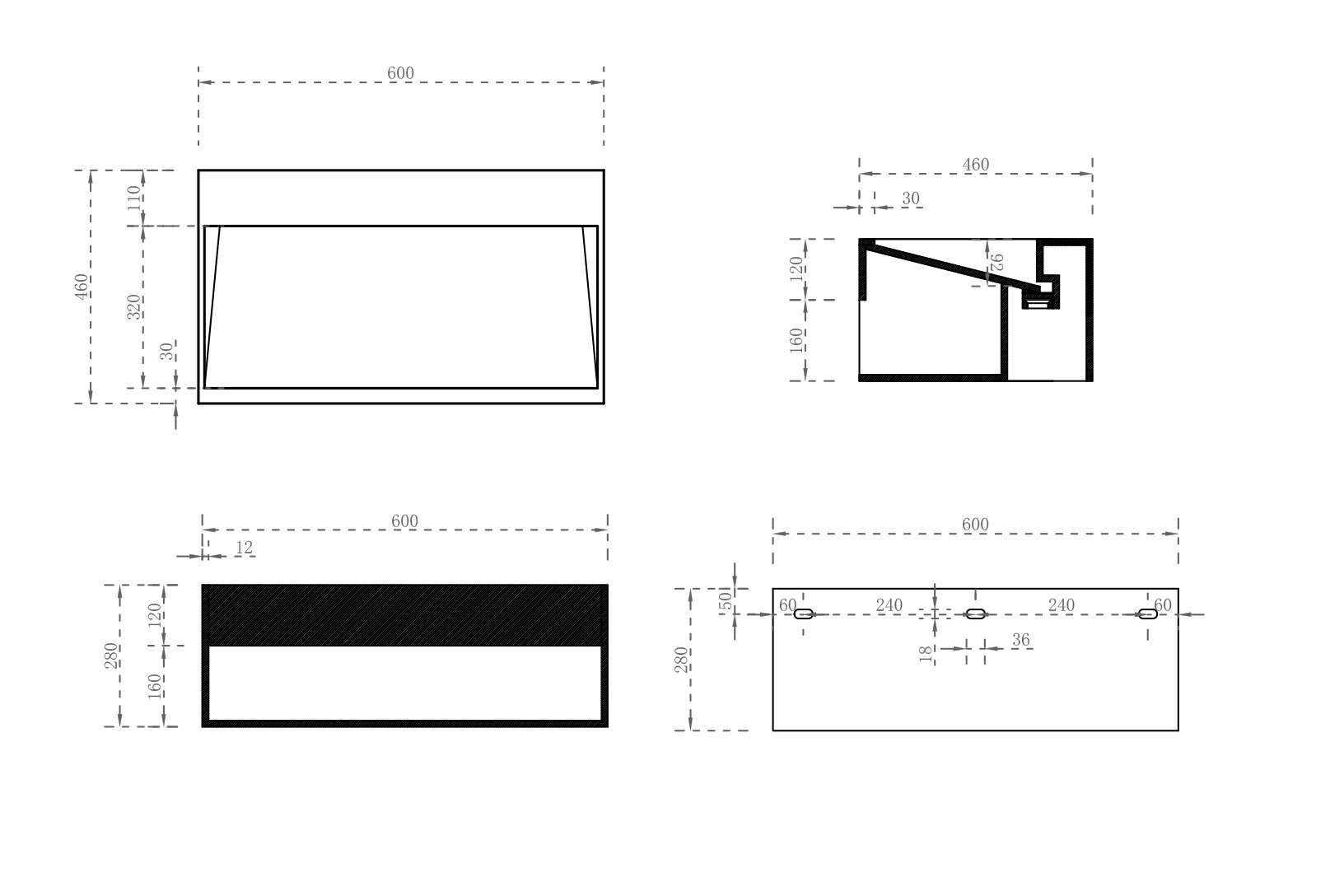 Изображение товара Раковина подвесная Abber Stein 60см цвет белый матовый