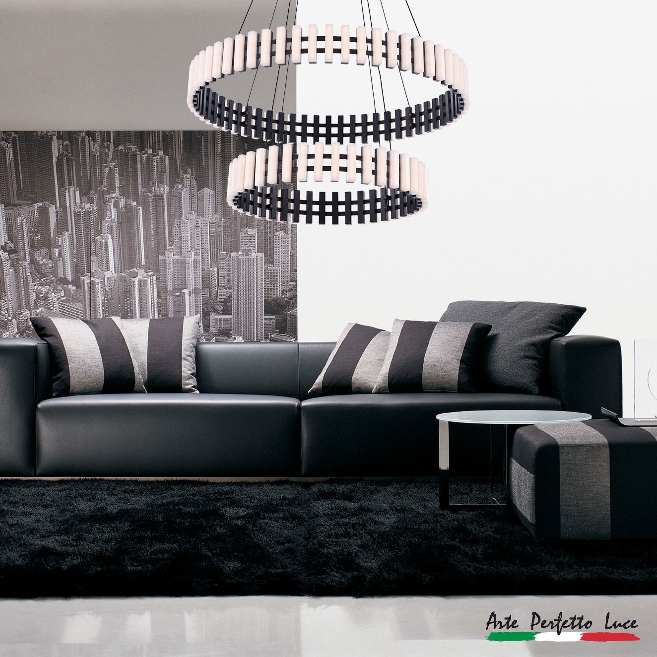 Изображение товара Светильник подвесной светодиодный Arte Perfetto luce 3307.md8242-4+6-600-1500.black нейтральный белый свет цвет черный