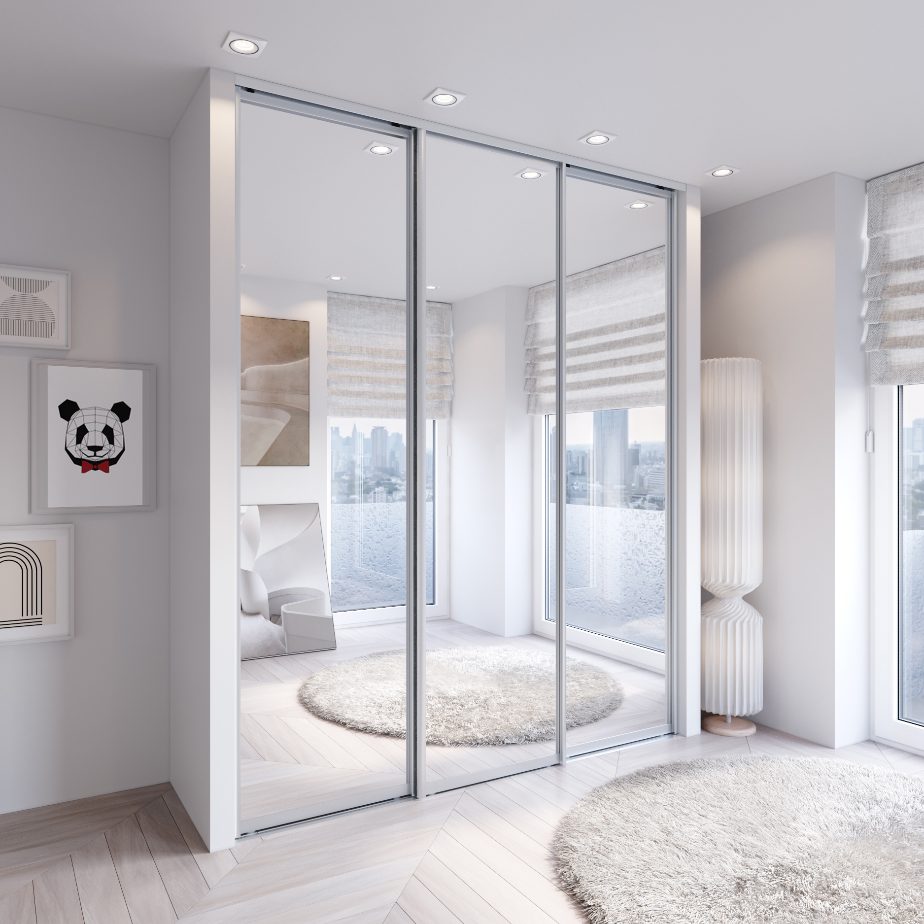 Изображение товара Дверь-купе Найди 700x2070 с зеркалом и хром матовым покрытием