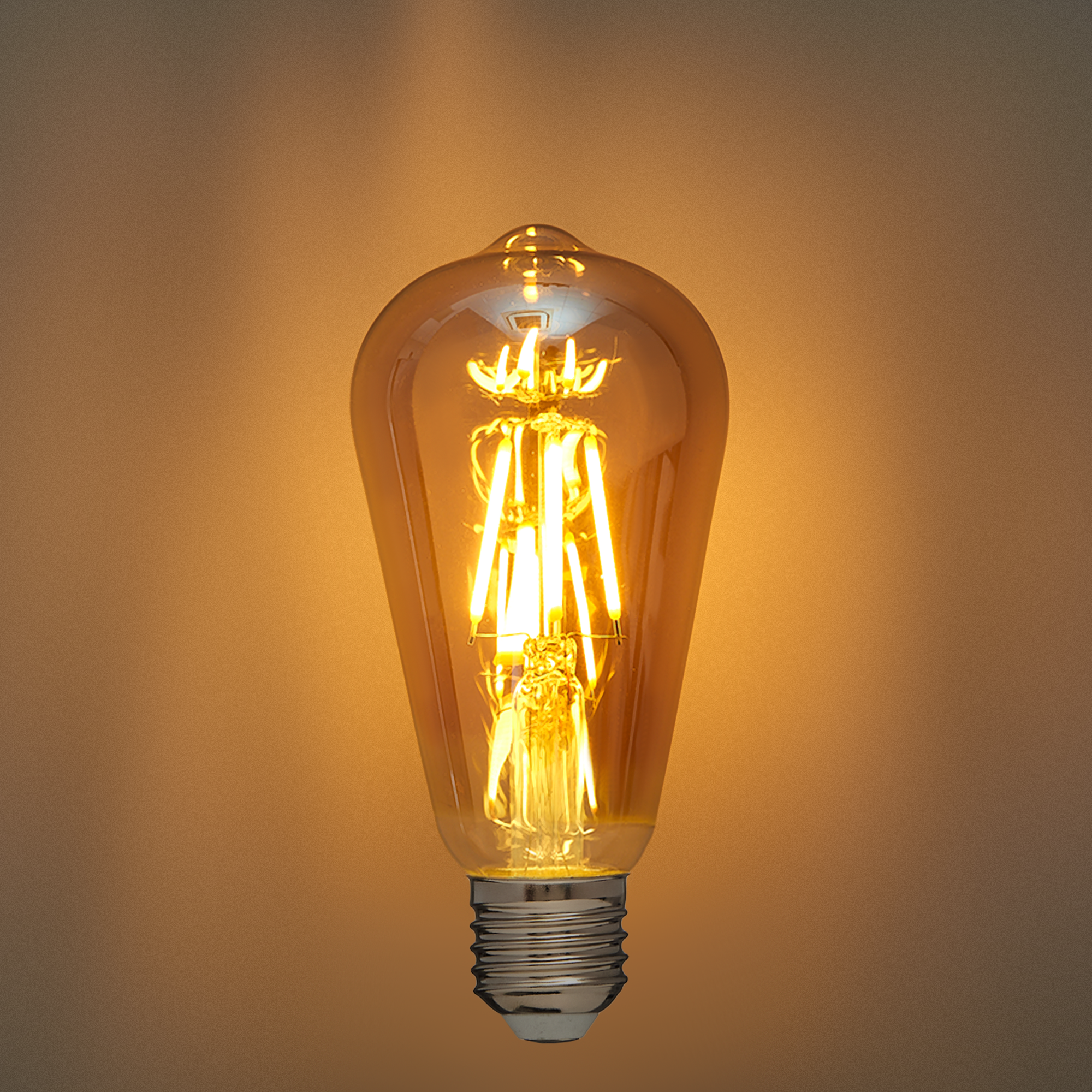 ЛампасветодиоднаяфиламентнаяVolpeE27220В5Втконуспрозрачныйсзолотистымнапылением470лм,теплыйбелыйсвет