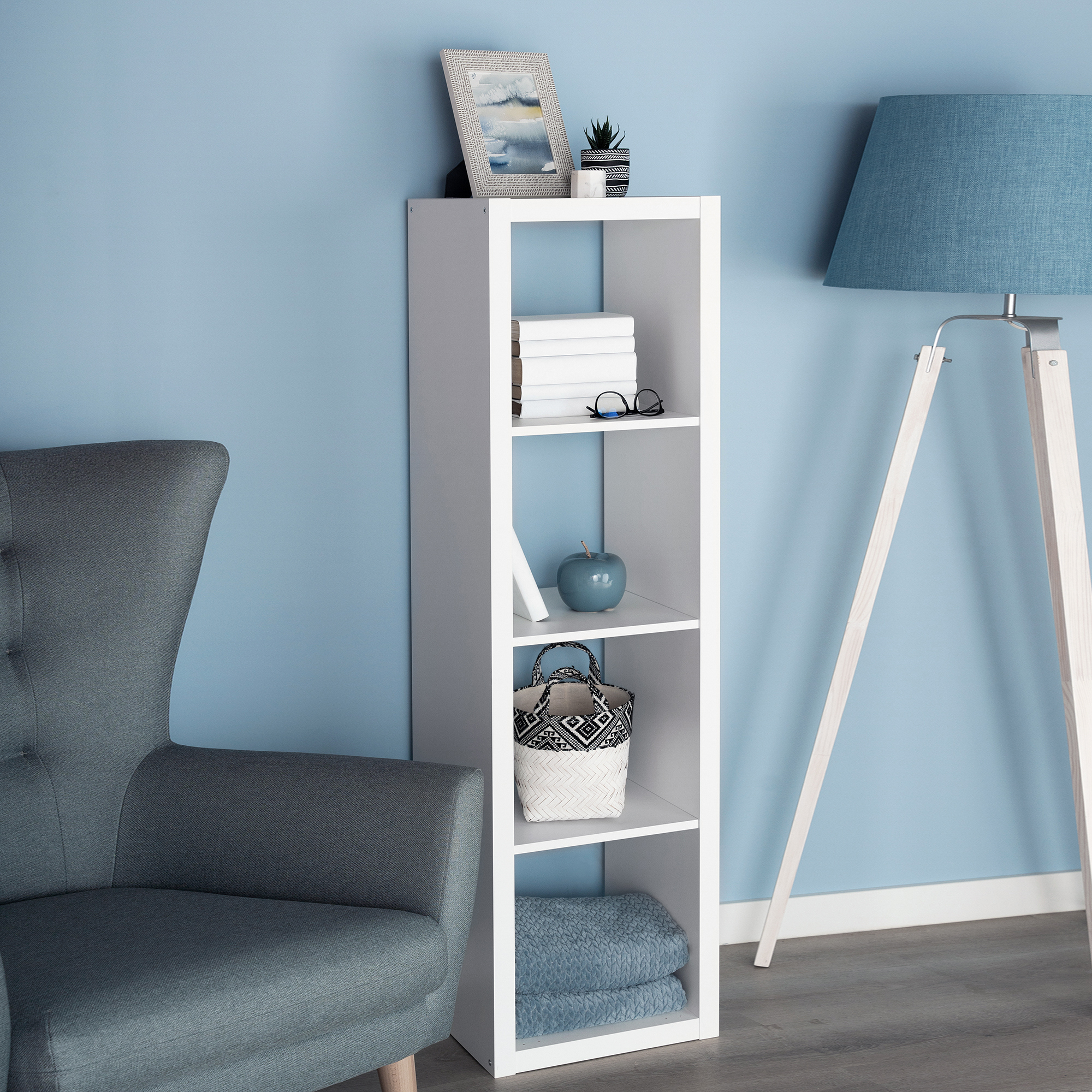 Изображение товара Стеллаж с полками Гуд Лакк Фора 147x42x38 см белый