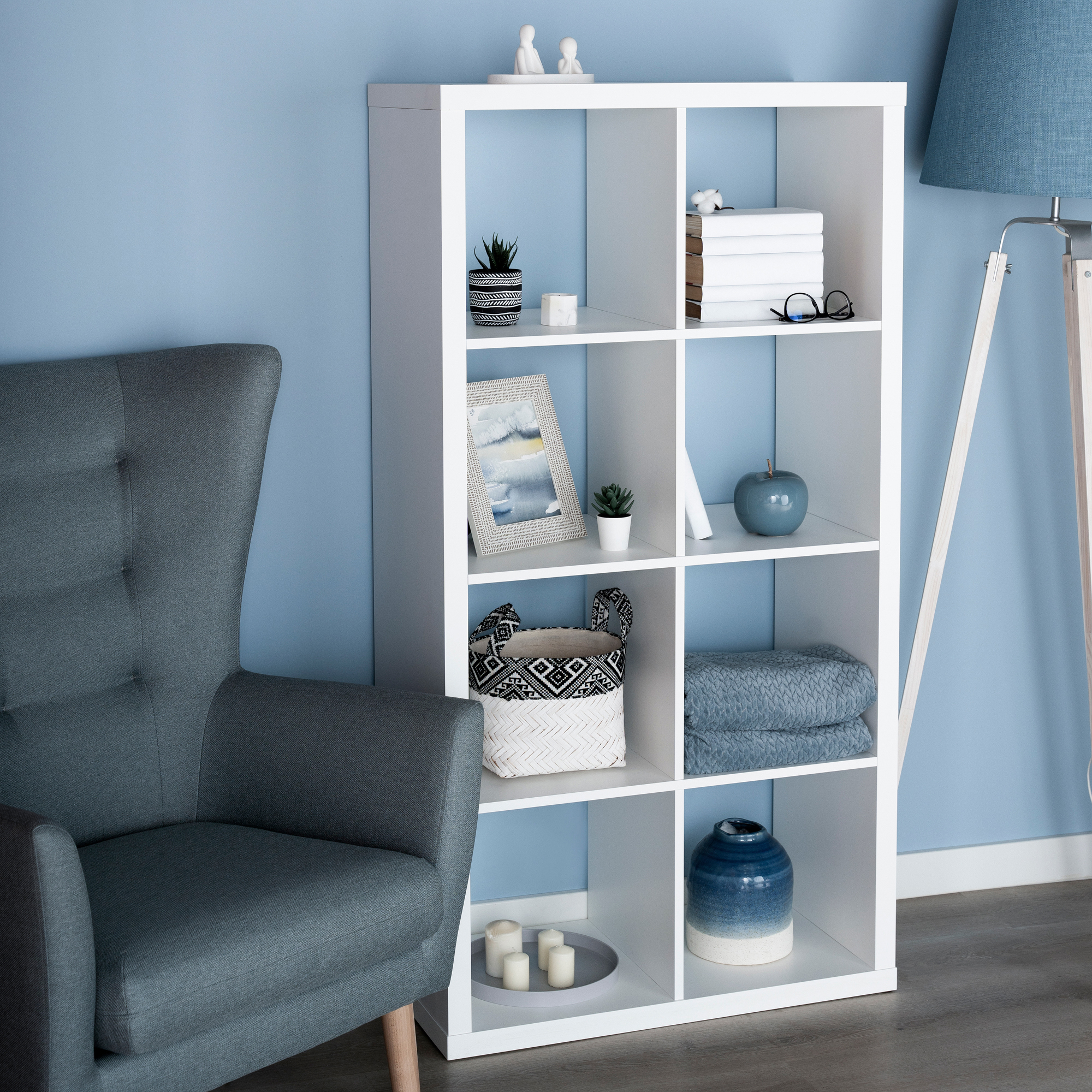 Изображение товара Стеллаж Гуд Лакк Фора 8 секций 146.7x76.4 см белый белорусский мебель