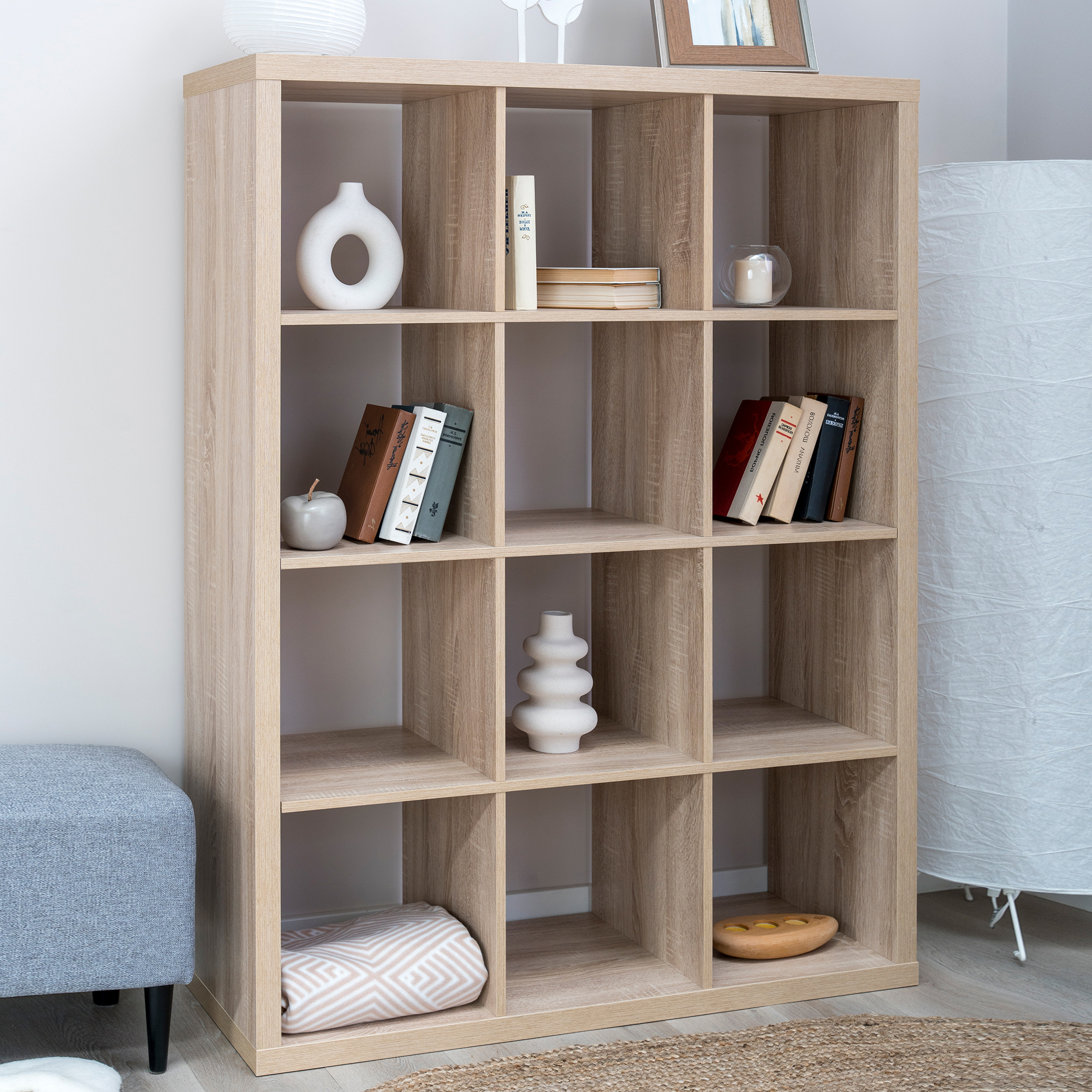 Изображение товара Стеллаж комбинированный с 12 полками Гуд Лакк Фора 111.6x146.7x38 см цвет беленый дуб