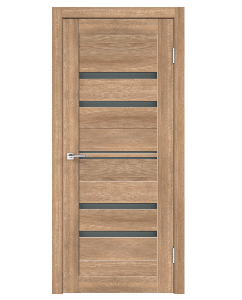 Изображение товара Комплект межкомнатной двери Velldoris Xline 6 остеклённая 200x90см ПВХ цвет дуб европейский горизонт с коробом и наличниками