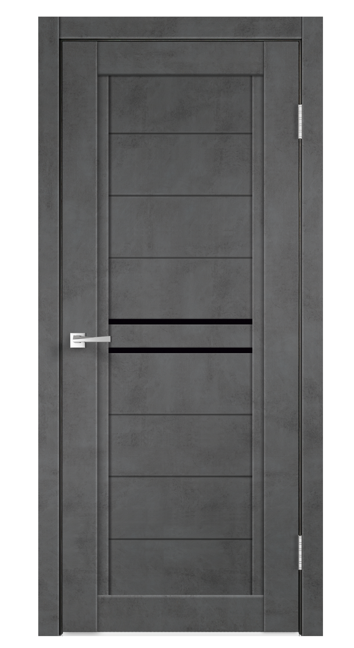 Изображение товара Комплект межкомнатной двери Velldoris Next 2 остеклённая 200x70см ПВХ цвет муар темно-серый с коробом и наличниками