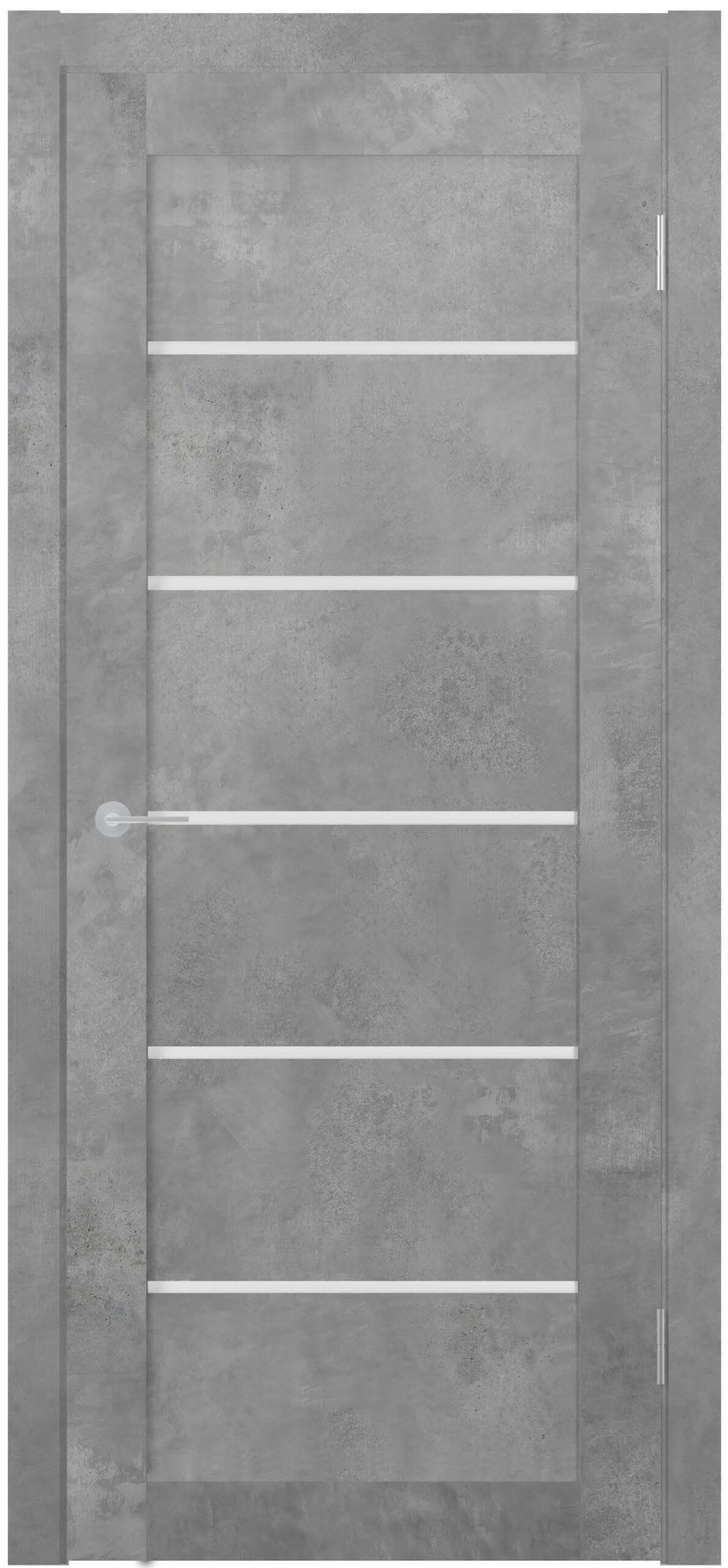 Изображение товара Дверь межкомнатная Unidoors Геометрия 22 ПО остеклённая 60х200см ПВХ цвет бетон светлый лайт матовый без замка и петель