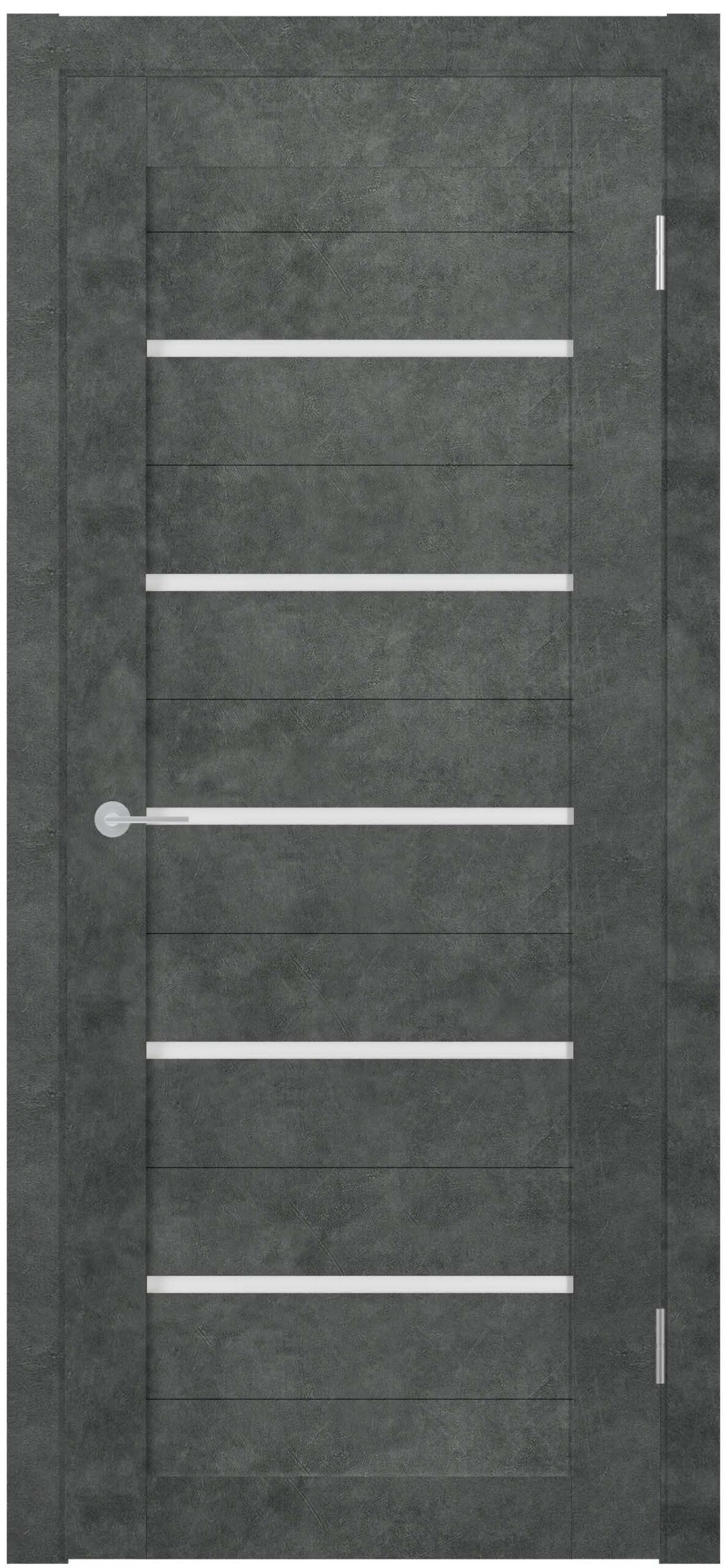Изображение товара Дверь межкомнатная Unidoors Геометрия 22 ПО остеклённая 70х200см ПВХ цвет бетон тёмный матовый без замка и петель